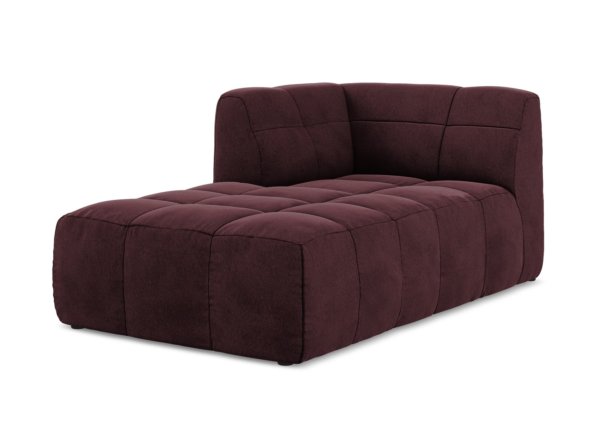Left-facing velvet chaise lounge ALOHA in burgundy