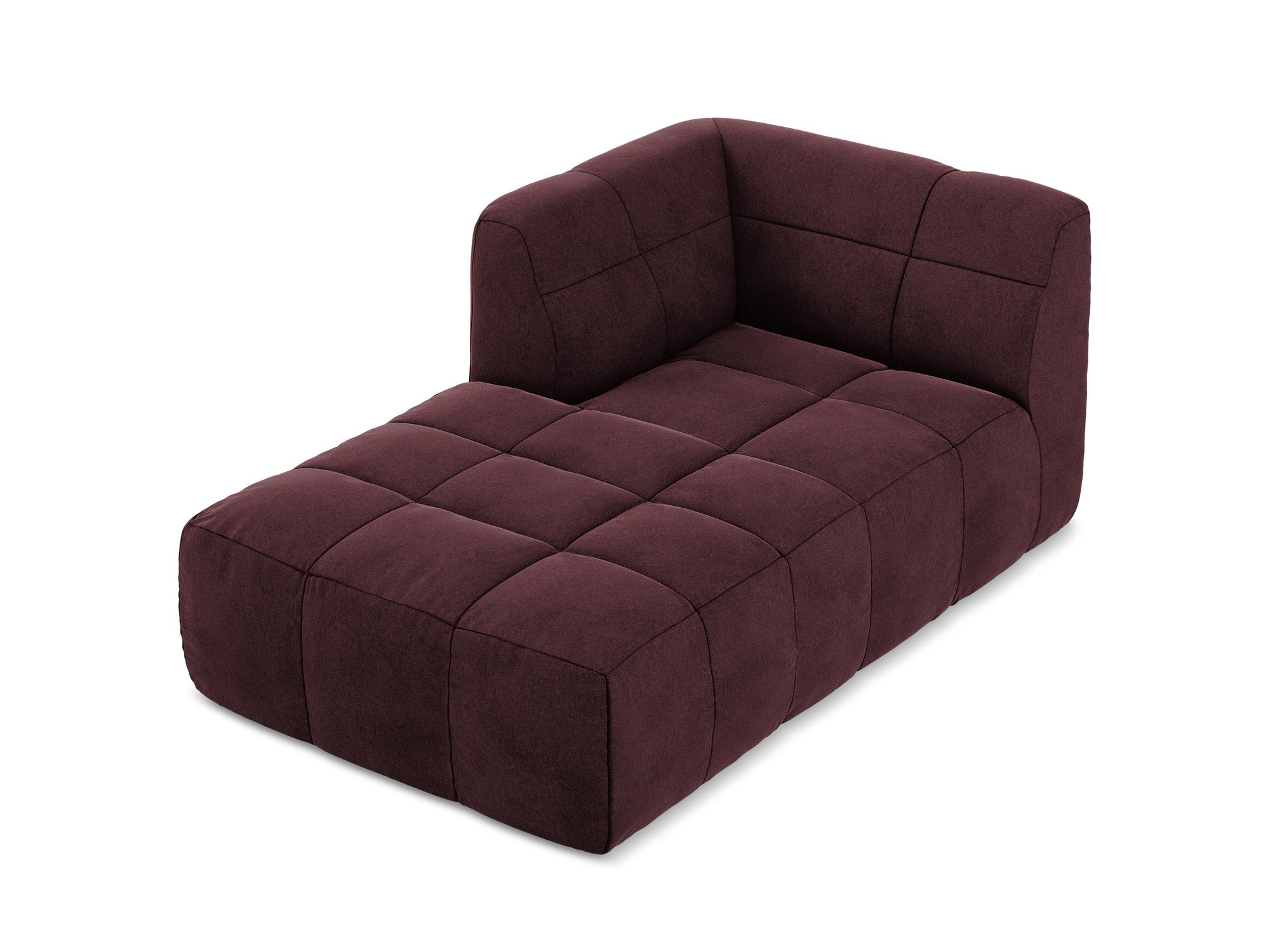 Left-facing velvet chaise lounge ALOHA in burgundy