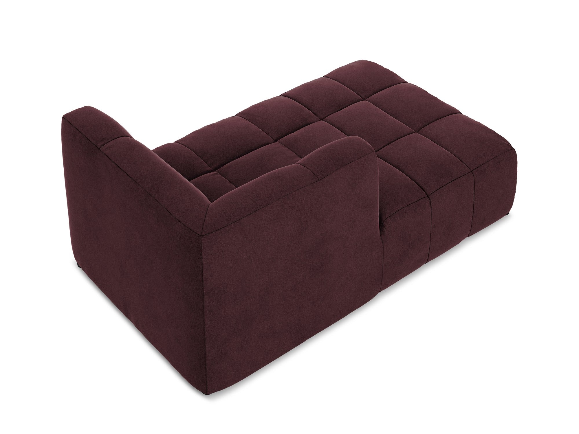 Left-facing velvet chaise lounge ALOHA in burgundy