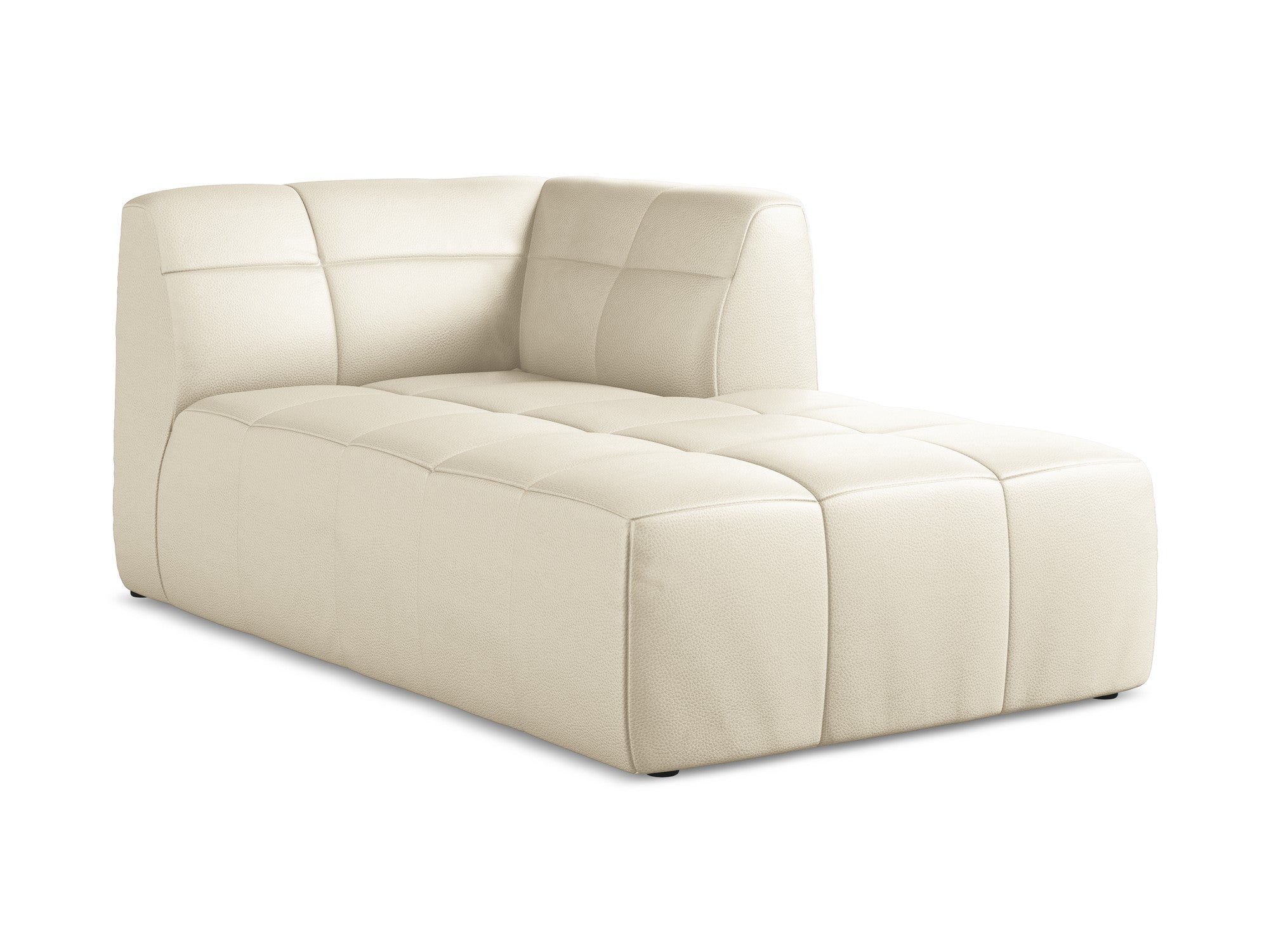 Right-facing ALOHA chaise longue in light beige eco-leather