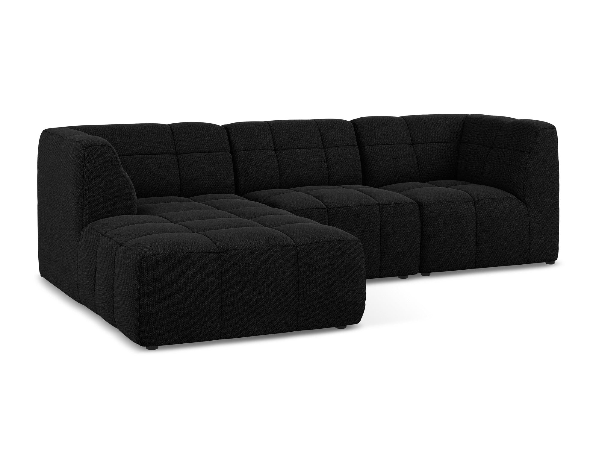 Left-facing modular sofa for 3 people ALOHA black boucle