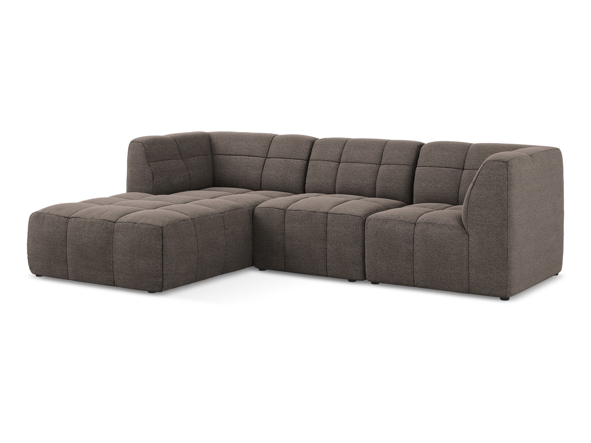 Left-facing modular sofa ALOHA in chocolate boucle, 3-seater