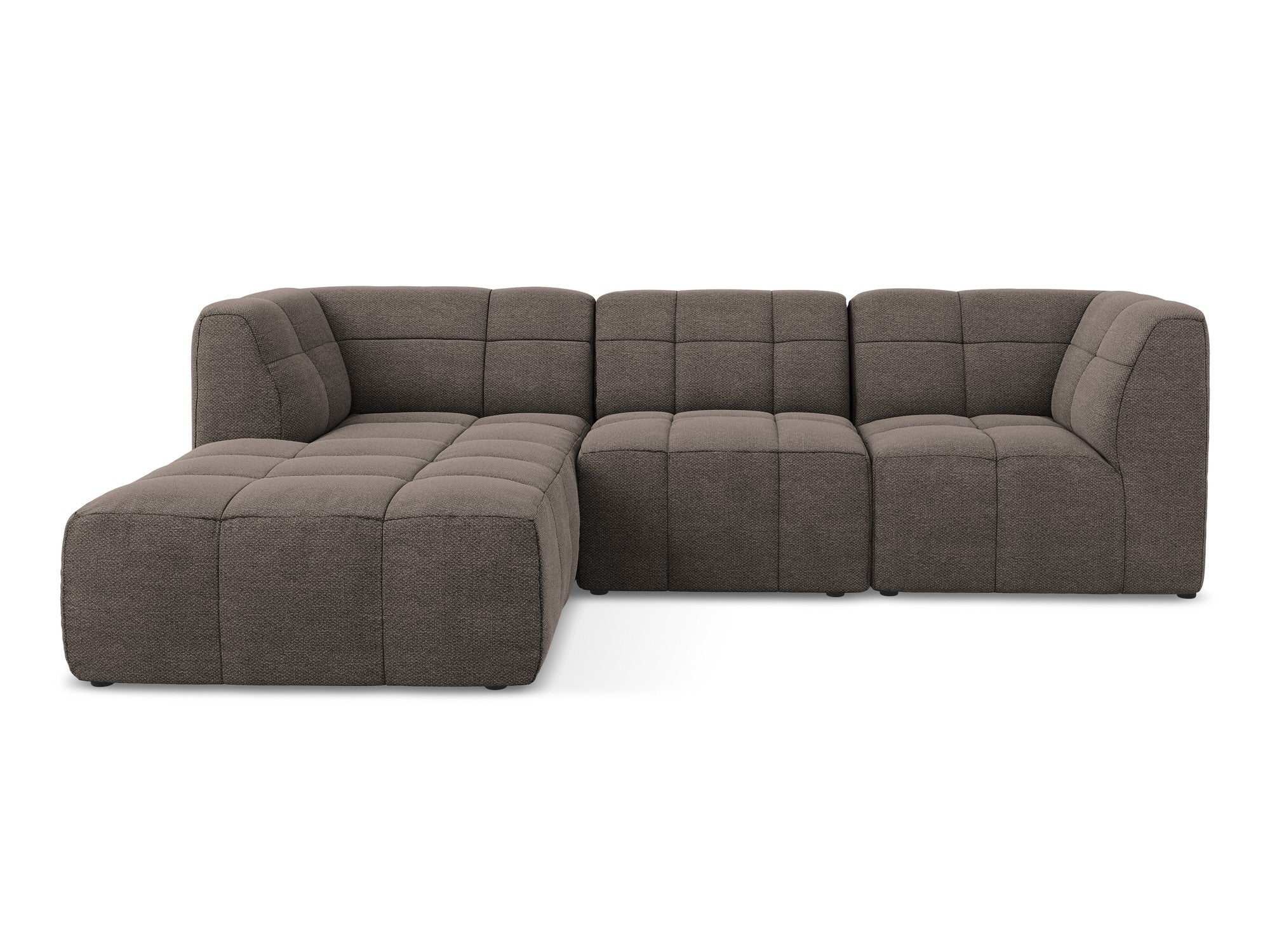 Left-facing modular sofa ALOHA in chocolate boucle, 3-seater