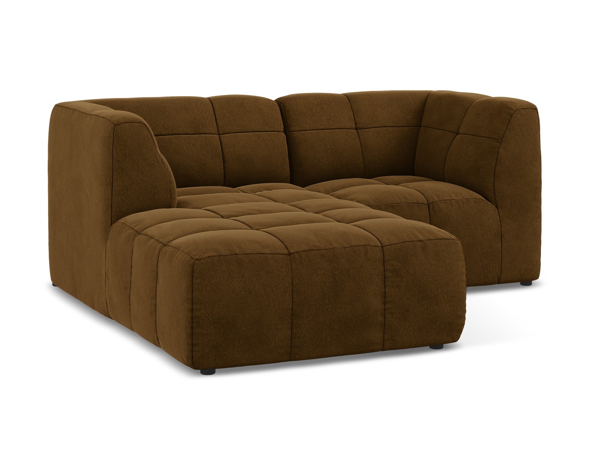 Left-facing velvet modular sofa for 2 people ALOHA mustard