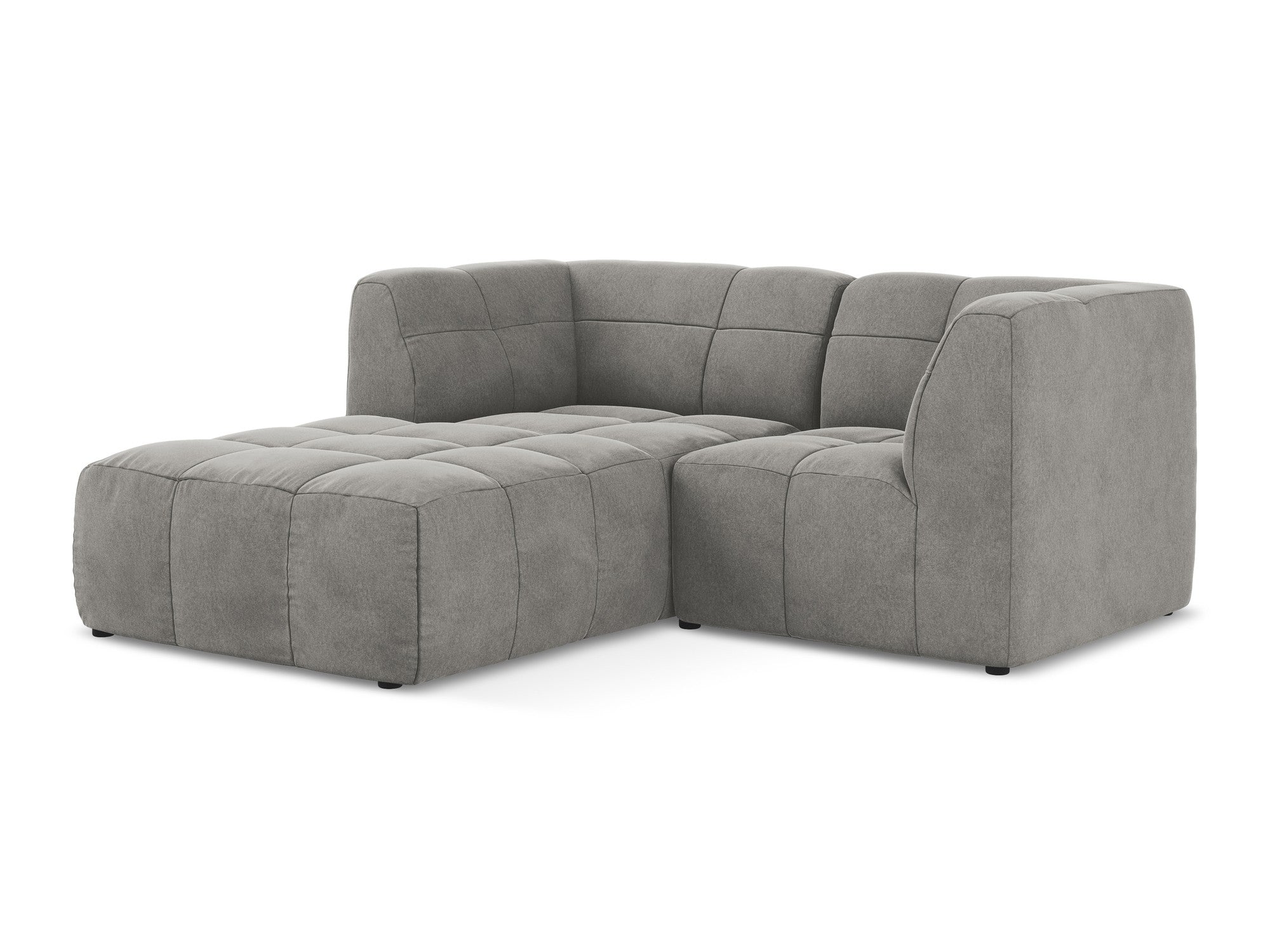 Left-facing velvet modular sofa for two ALOHA in gray