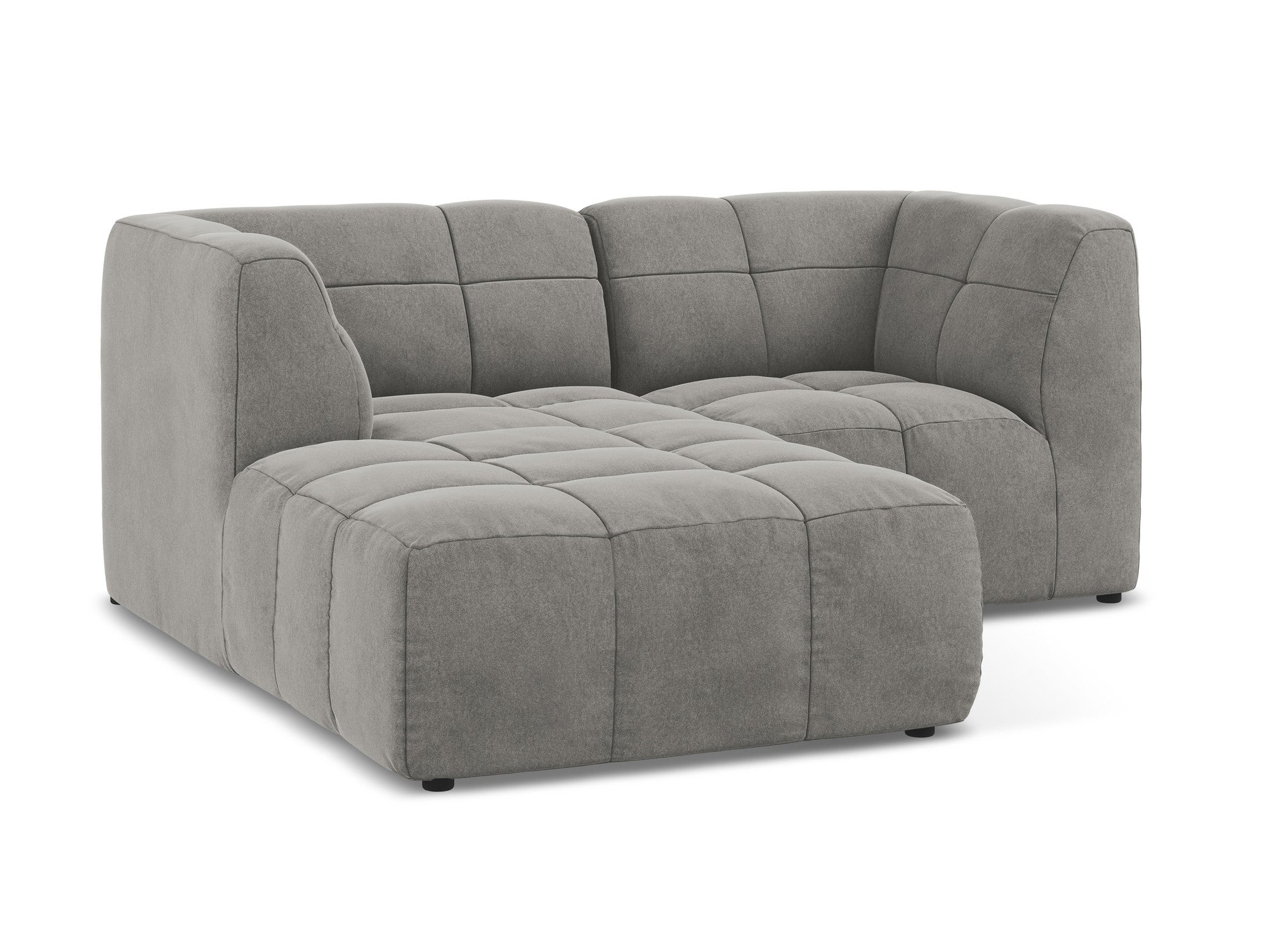 Left-facing velvet modular sofa for two ALOHA in gray
