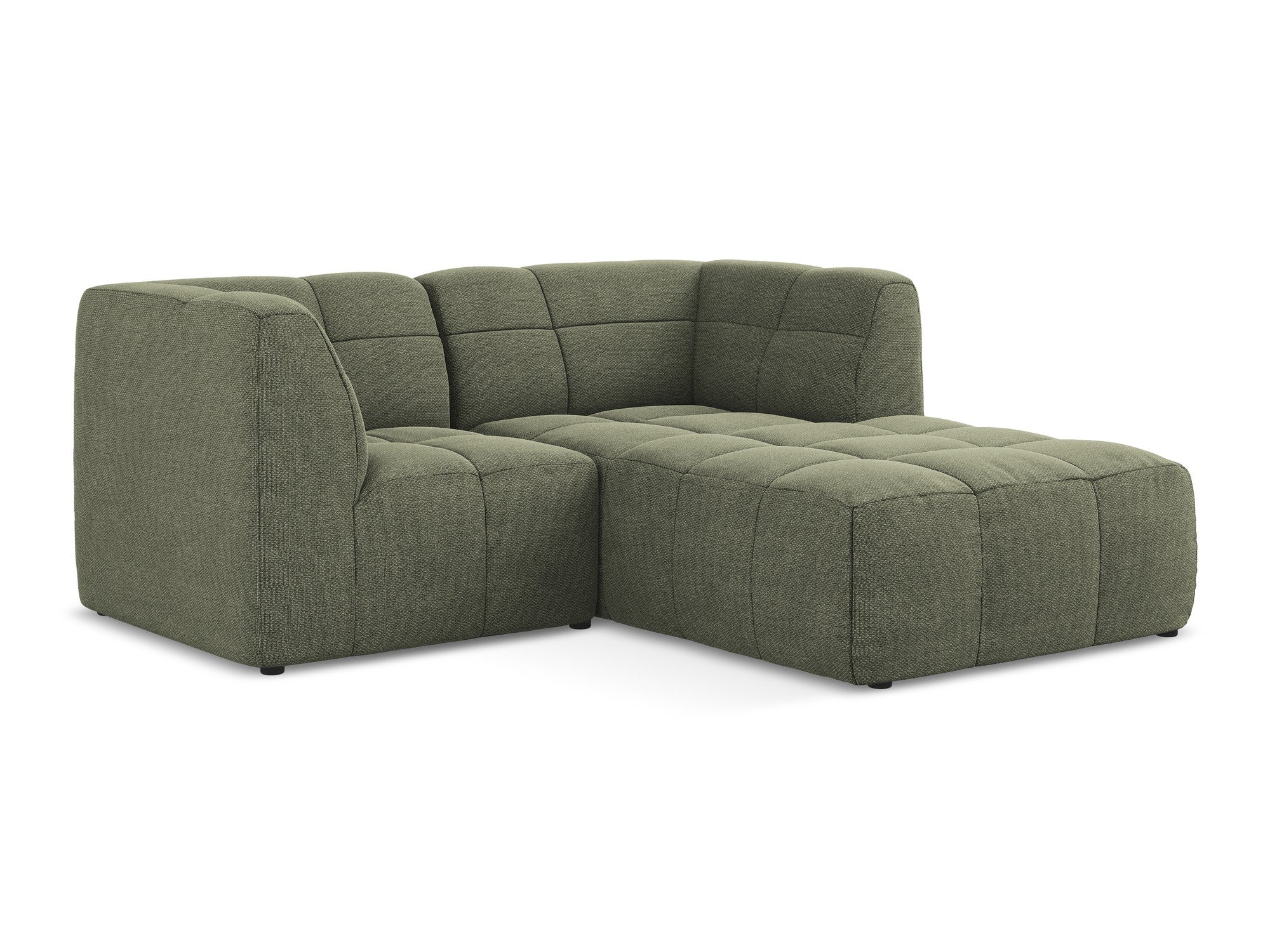 Right-facing modular sofa for 2 people ALOHA olive boucle