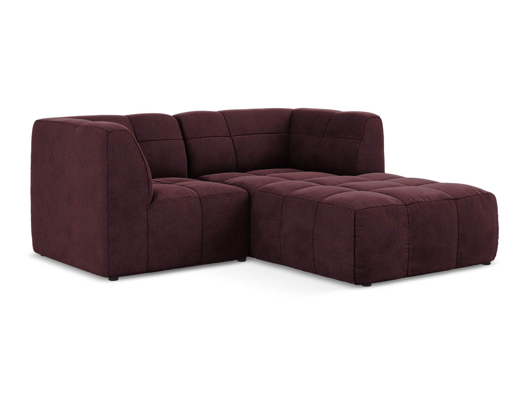 Right-facing velvet modular sofa for 2 people ALOHA in burgundy