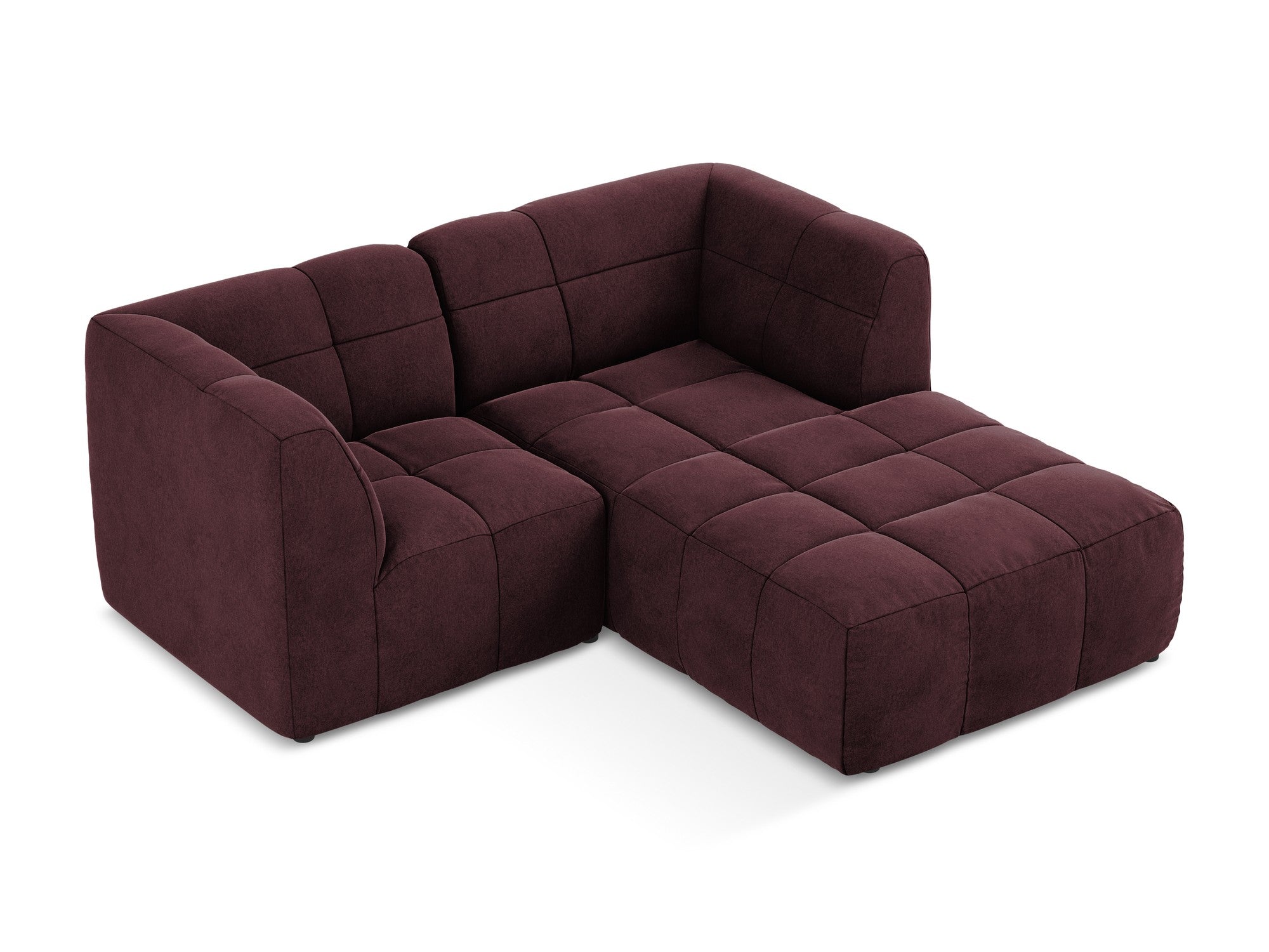 Right-facing velvet modular sofa for 2 people ALOHA in burgundy