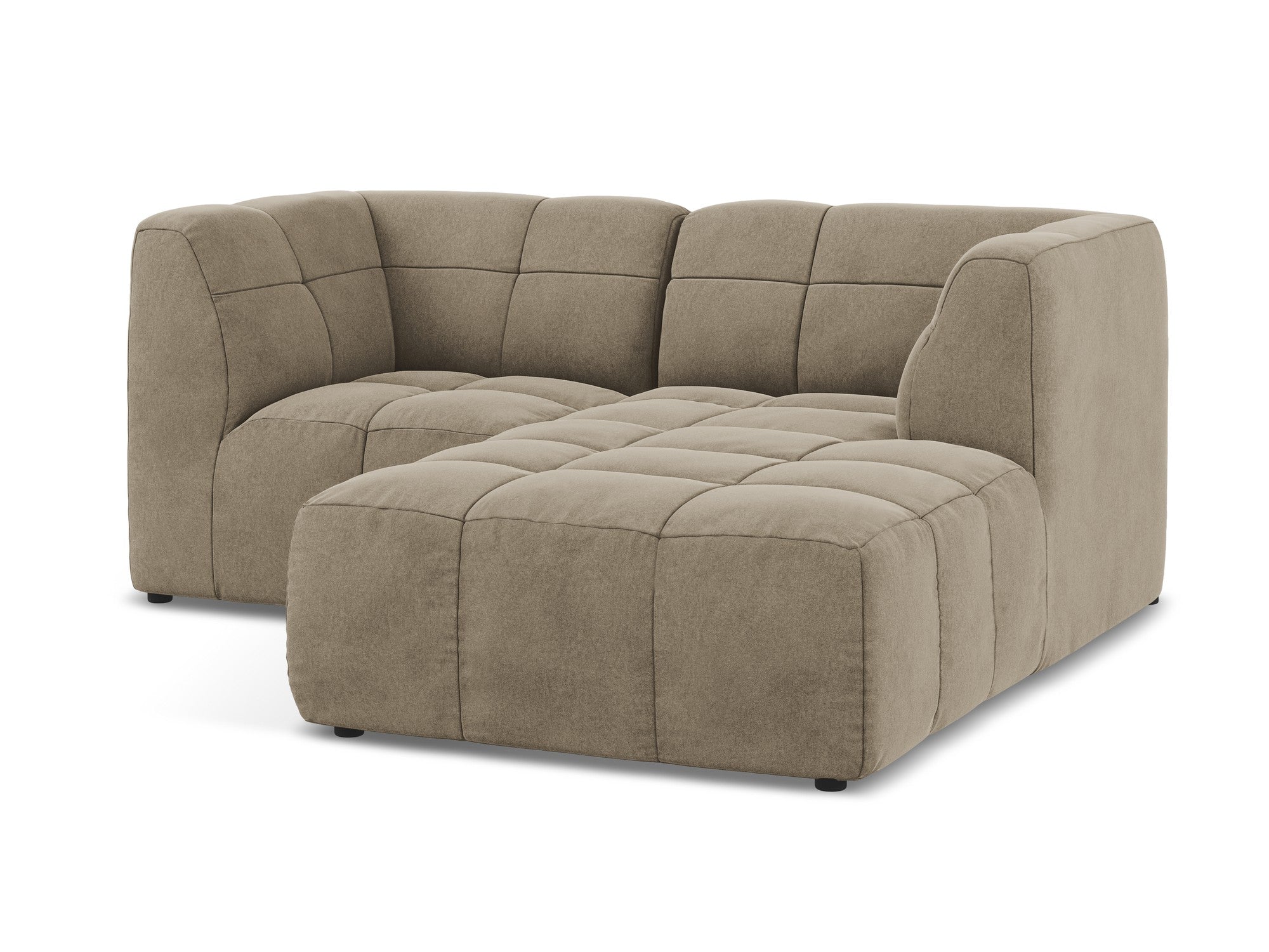 Beige Right-Handed Velvet Modular Sofa for Two ALOHA