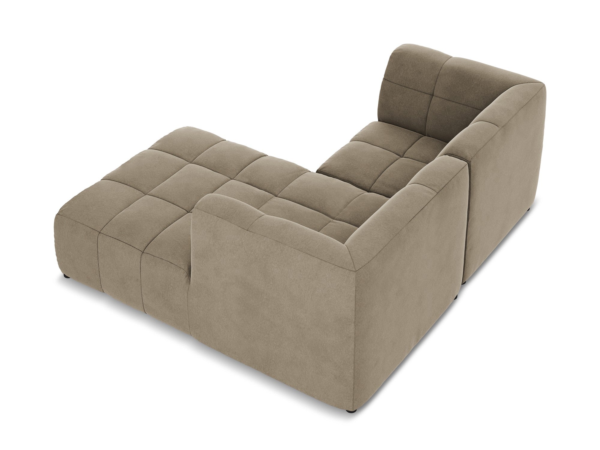 Beige Right-Handed Velvet Modular Sofa for Two ALOHA