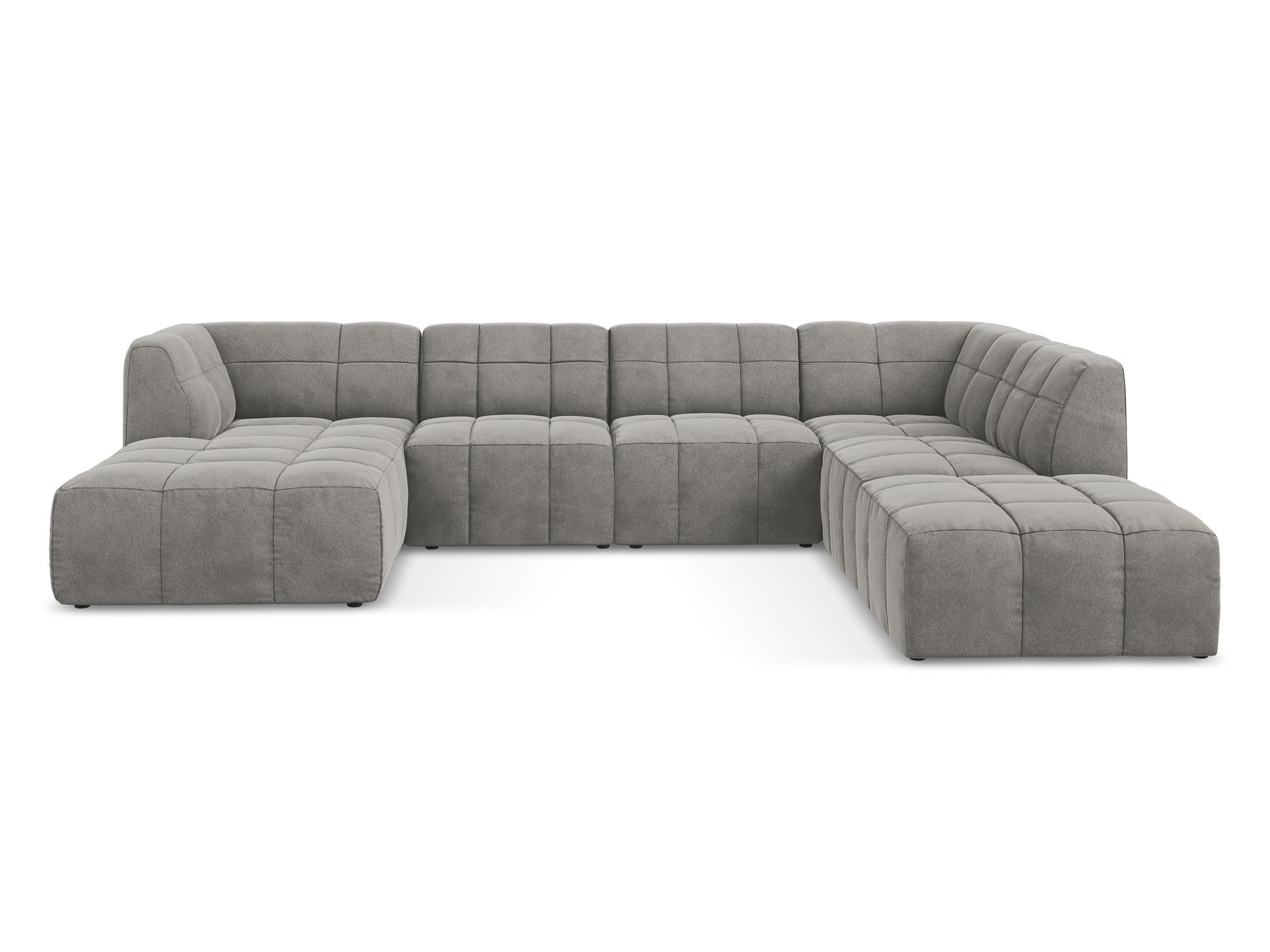 Gray modular panoramic velvet corner sofa ALOHA
