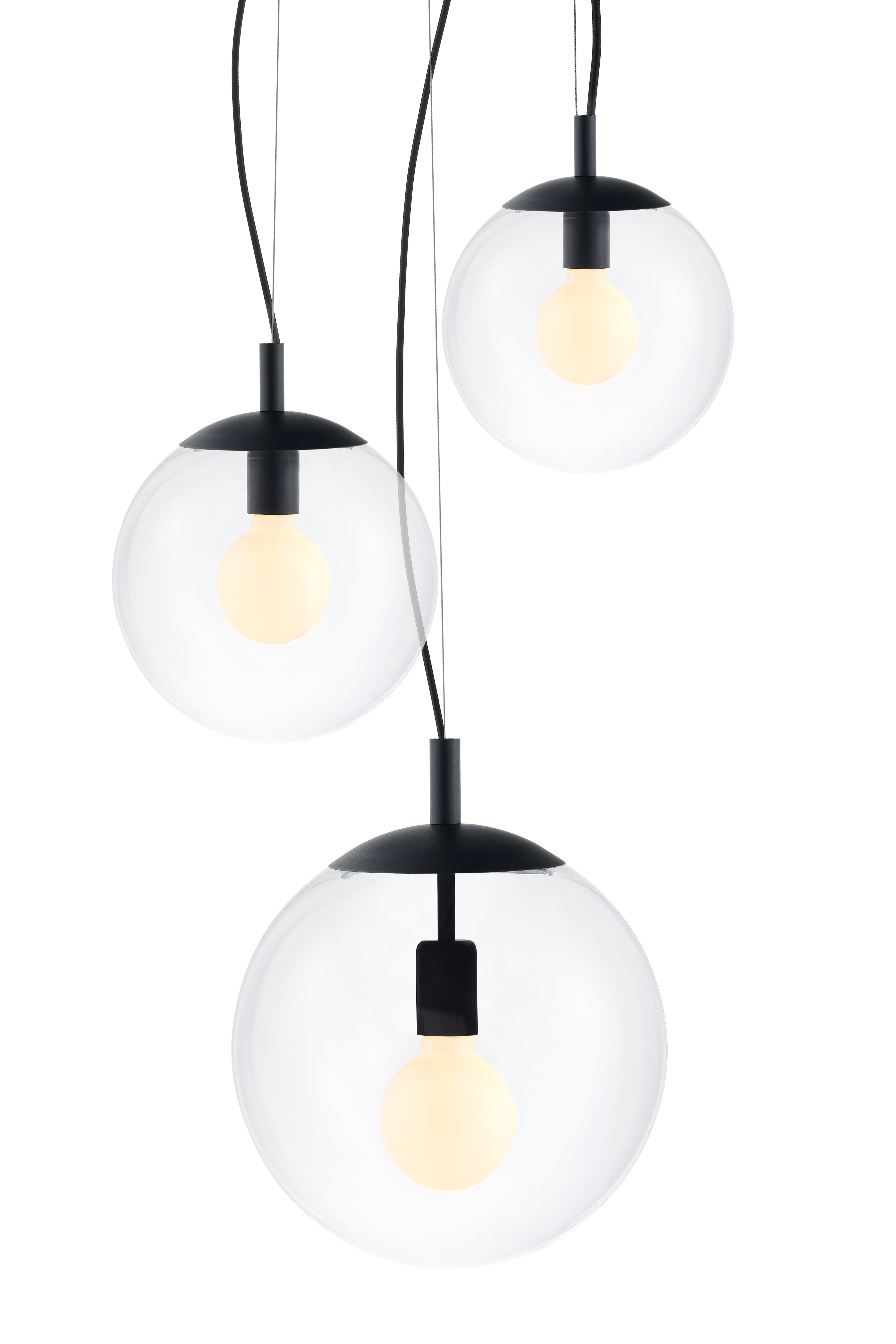 ALUR 2 ceiling lamp transparent glass with black finish