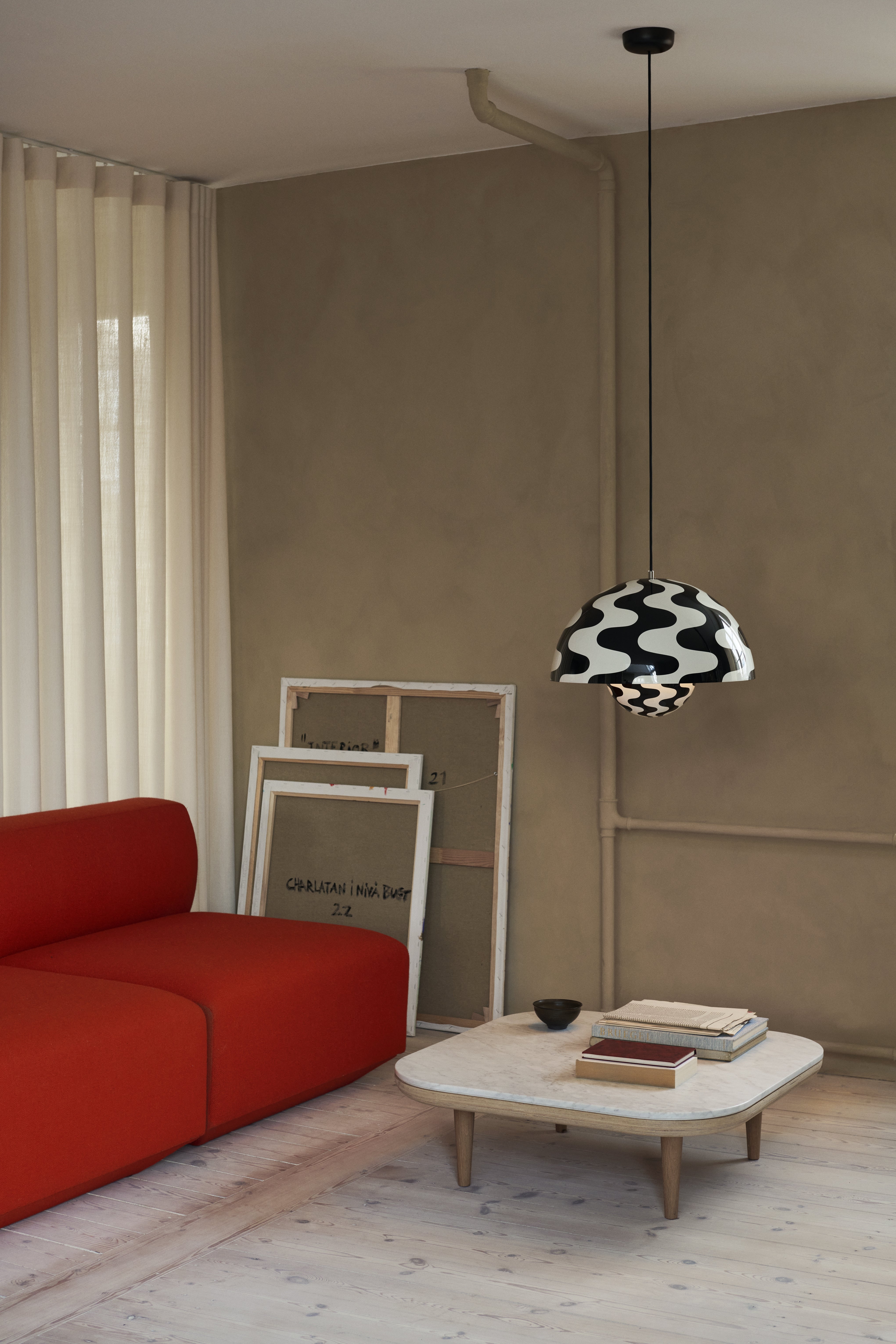Lusterko visící FLOWERPOT VP2 bielo-čierny vzor