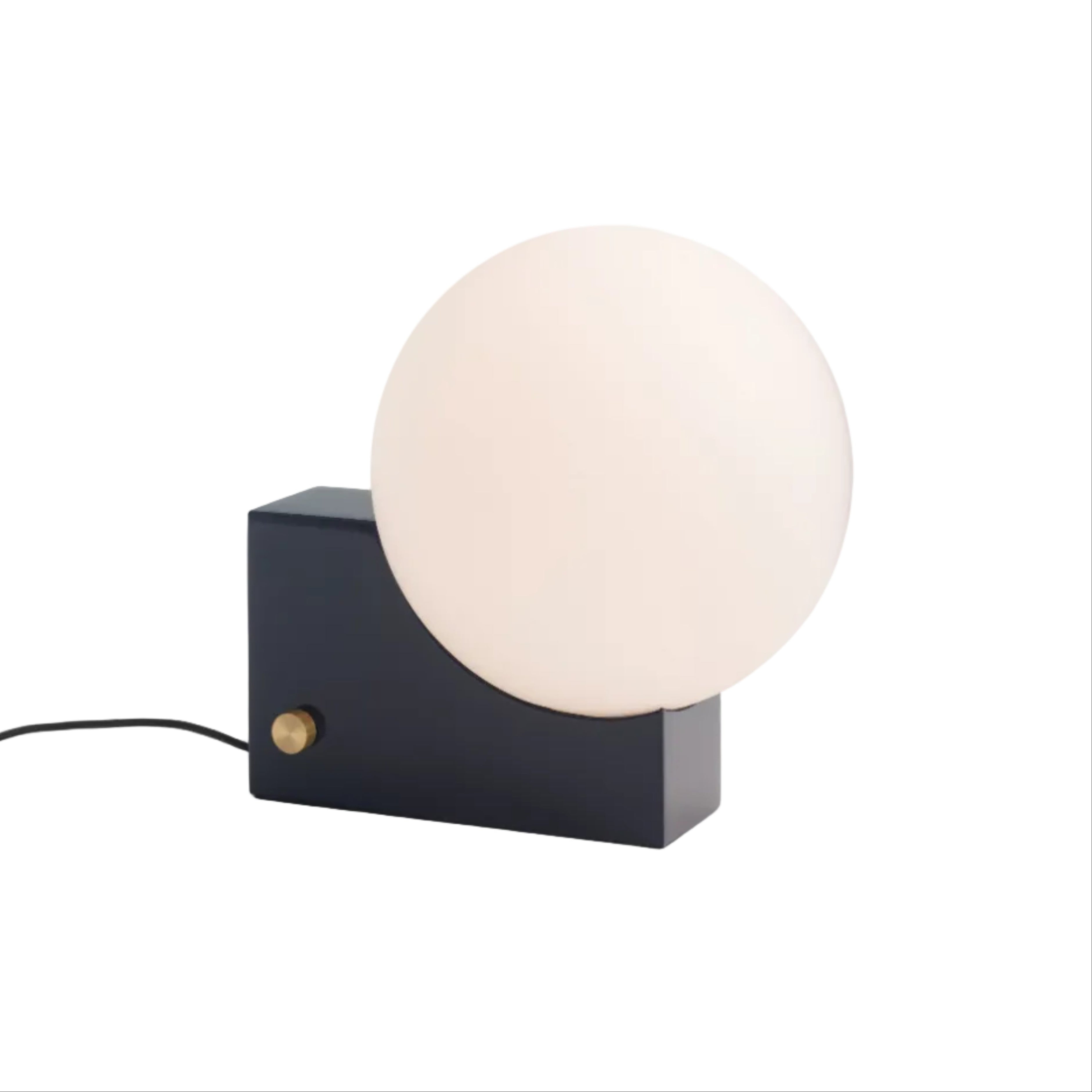 Lampa stolná JOURNEY SH1 s mliečnym tienidlo a tmavomodrou základňou