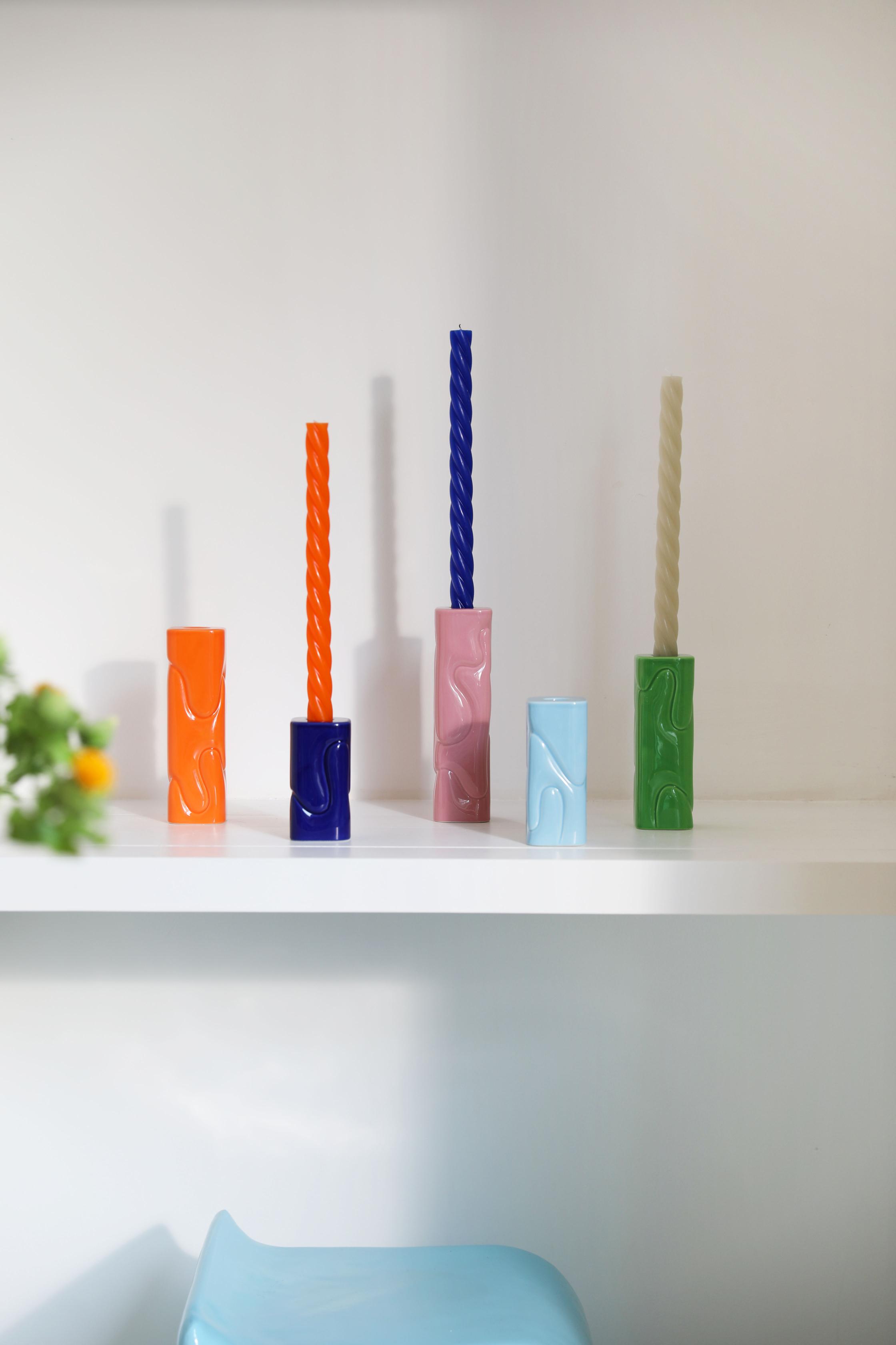 PUFFY Light Blue Candle Holder