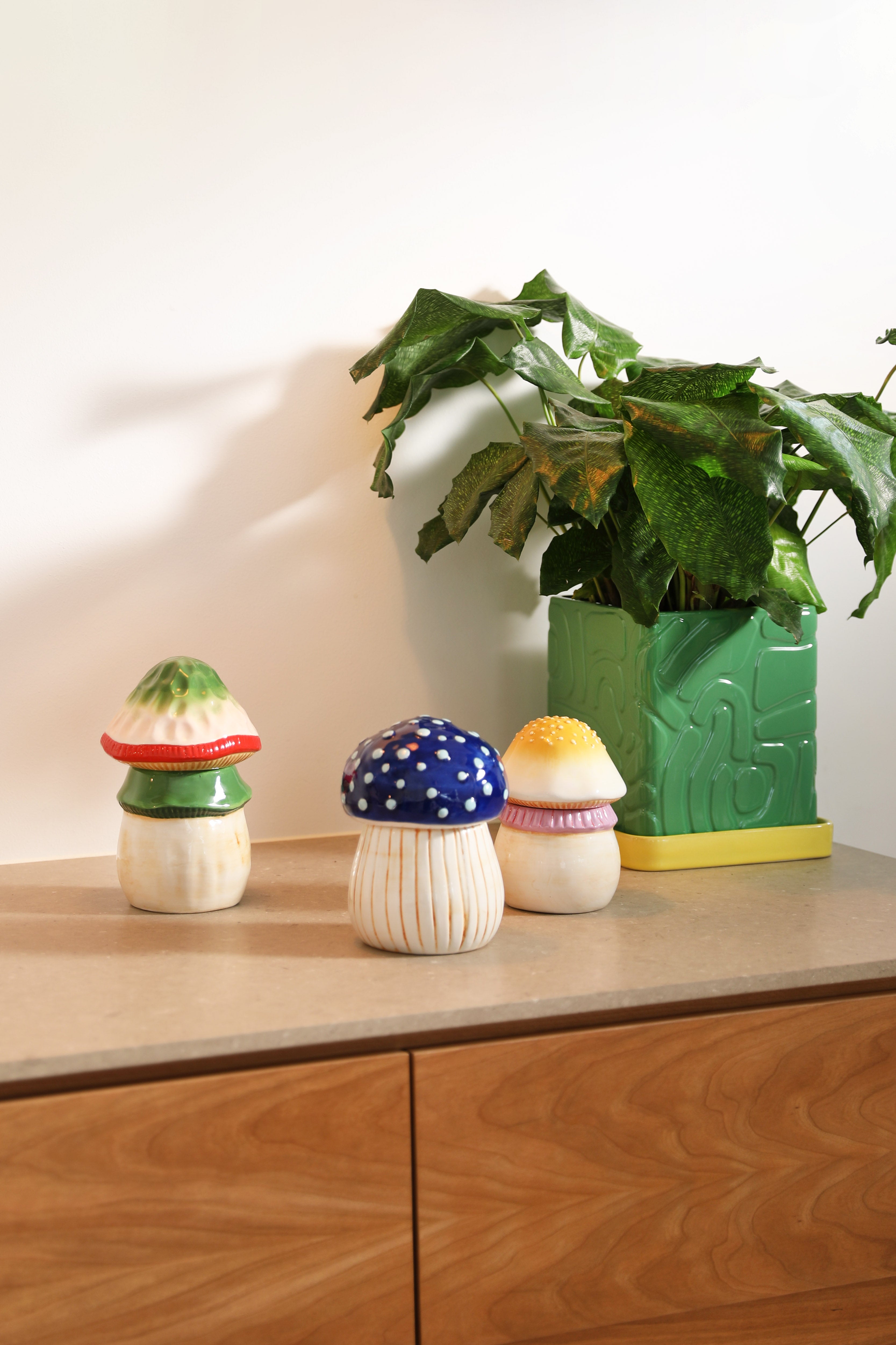 Nádoba MAGICKÁ HUBA béžová s oranžovou a ružovou