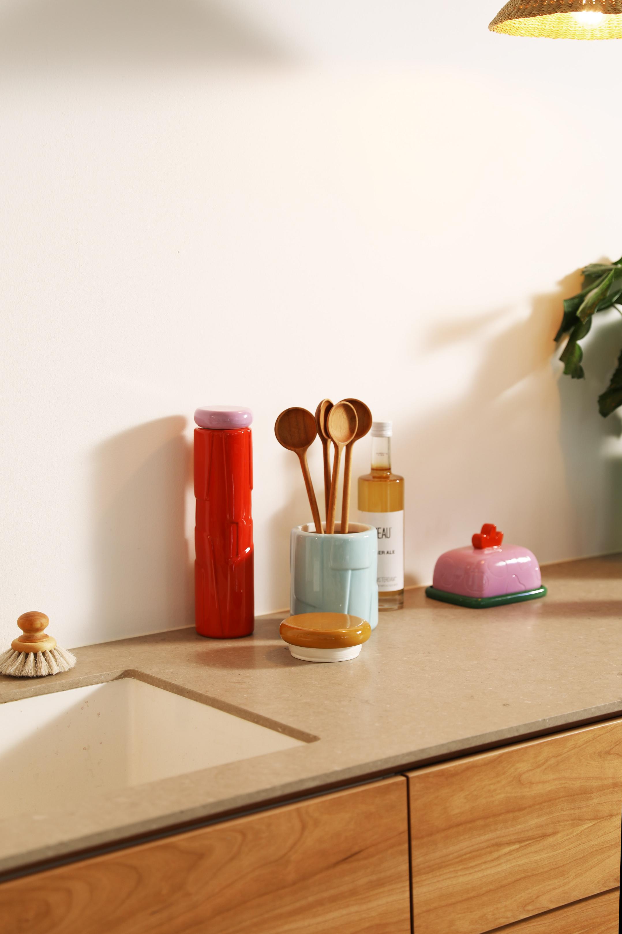 Nádoba FLAKE modrá s hnedým viečkom