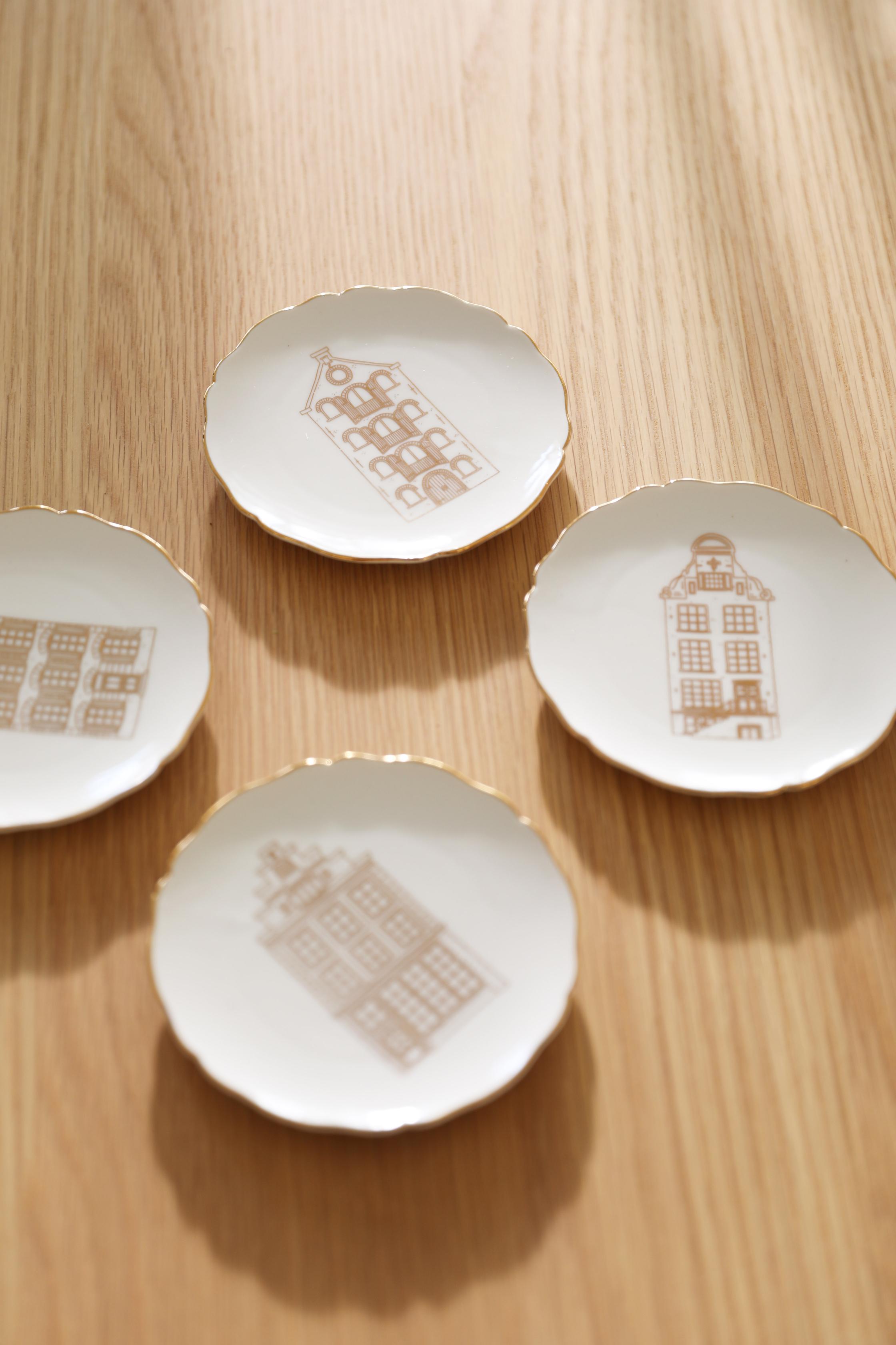 Súprava dezertných tanierov CANAL HOUSE béžová so zlatou