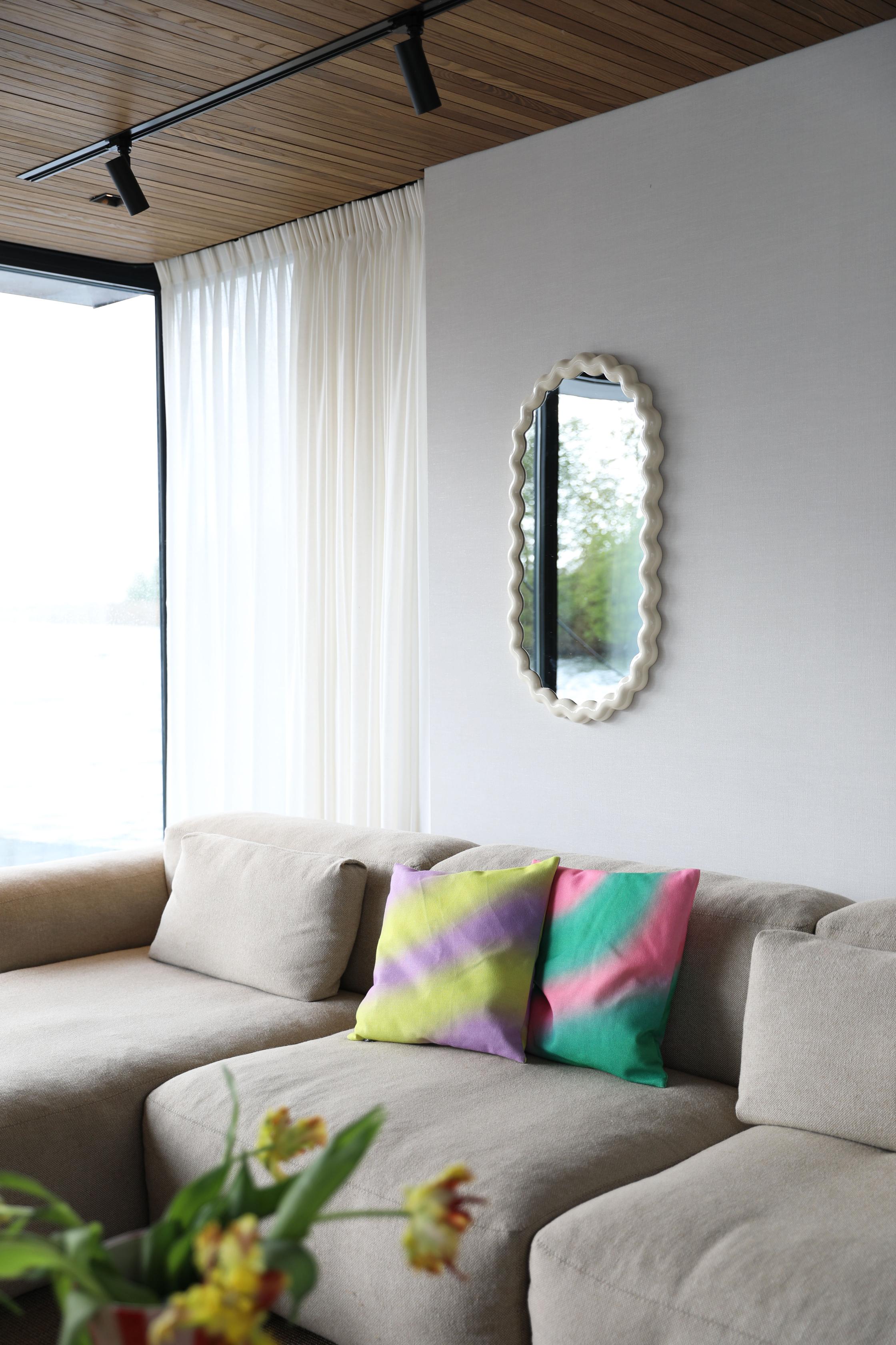 Ovalné zrkadlo ZIGZAG zelené