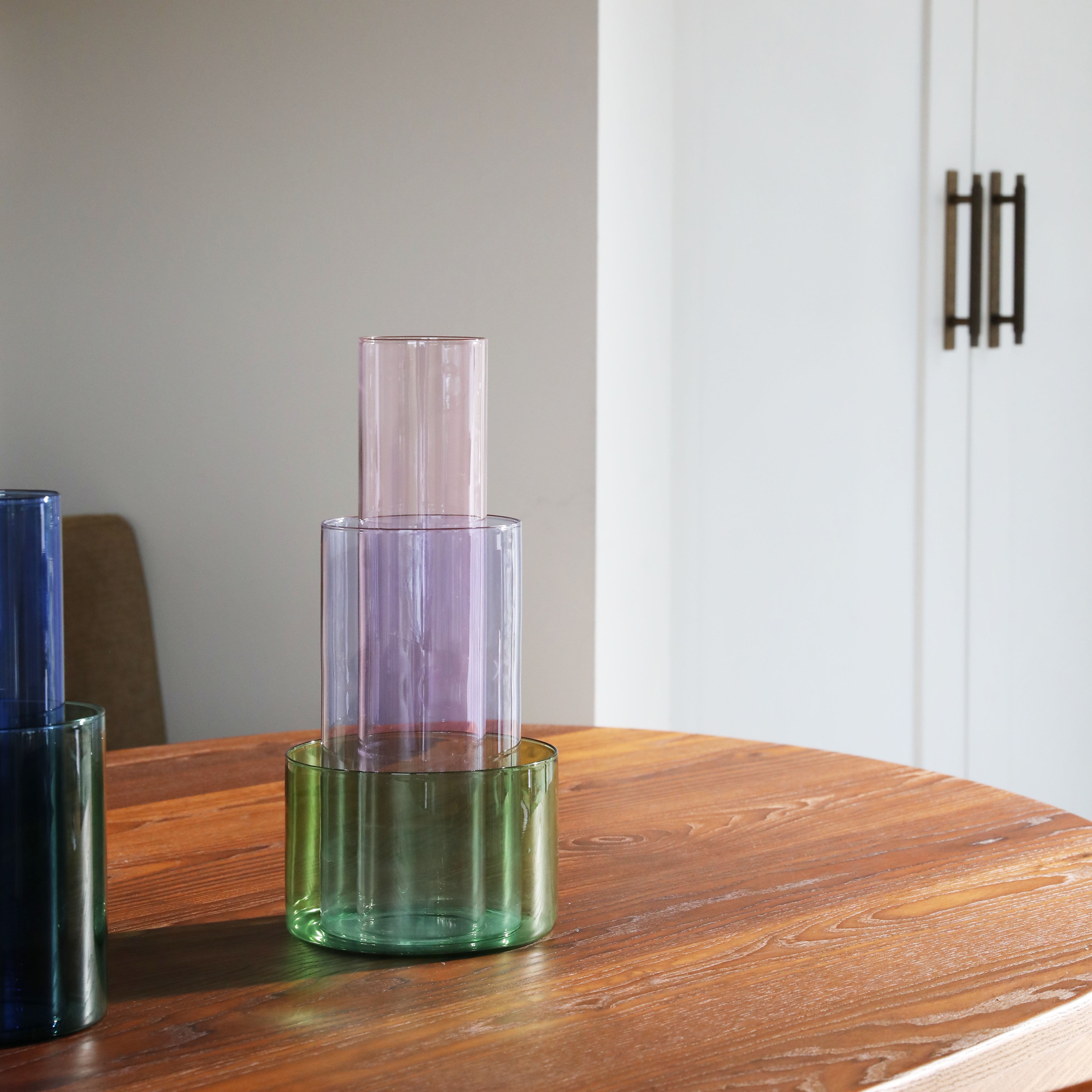 Váza AMPHI ružová s fialovou a zelenou