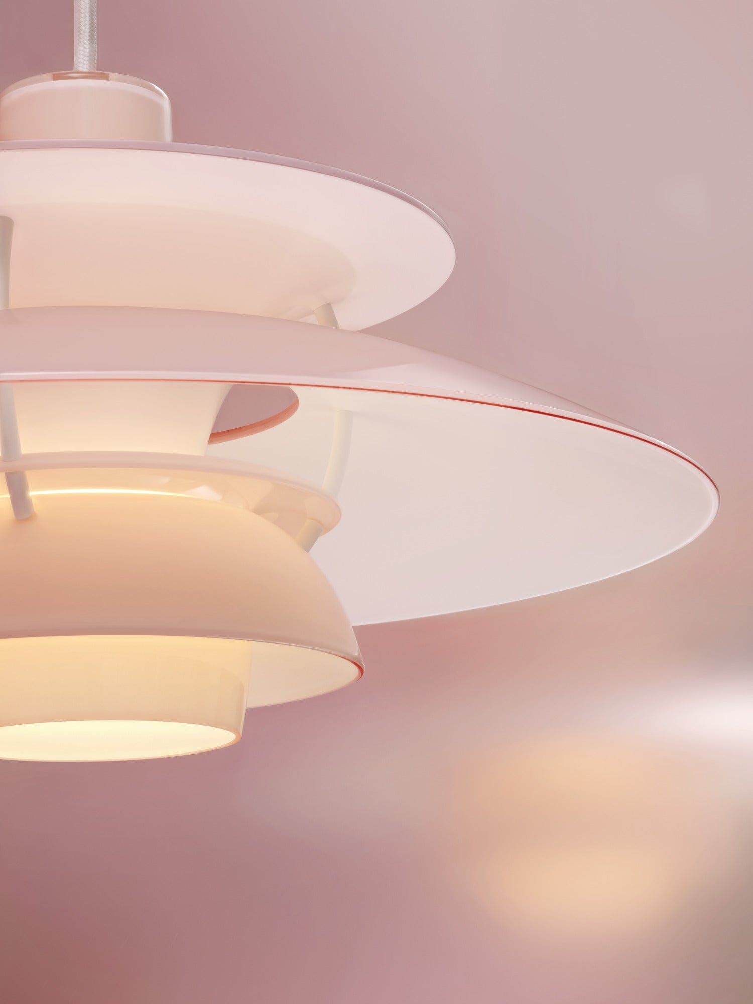 Závesná lampa PH 5 OPAL svetloružová