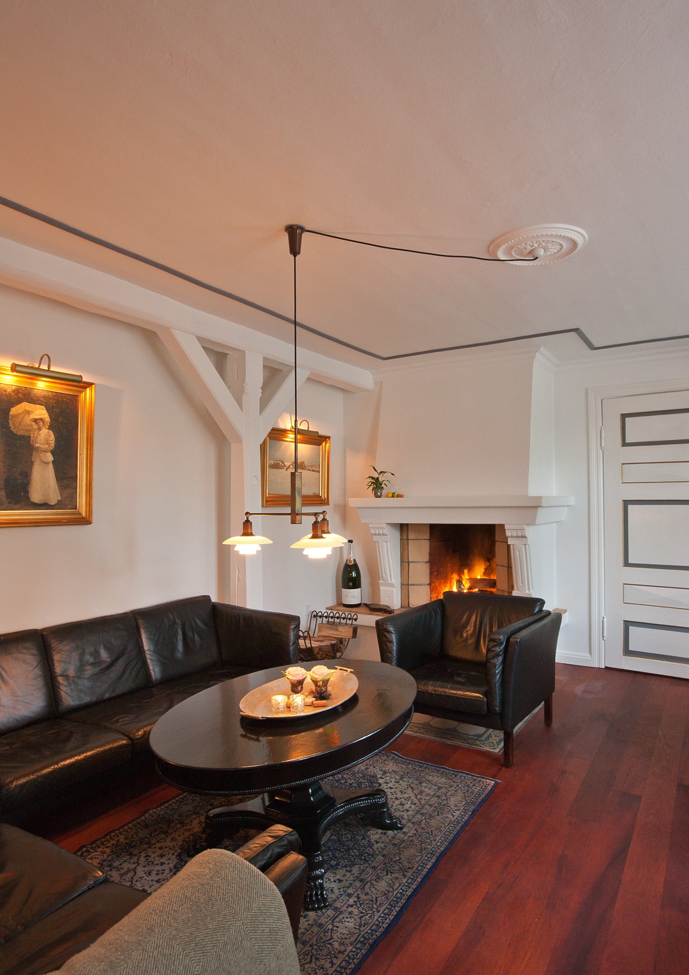 Závesná lampa PH 2/1 STEM FITTING biela s chrómovým povrchom