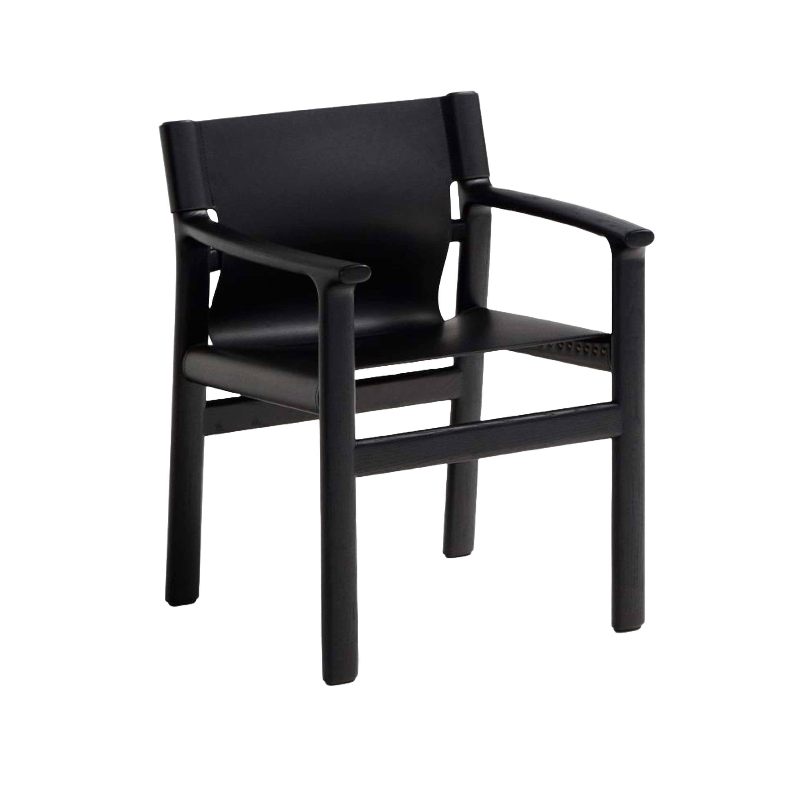 JAN chair in black recycled leather with black ash wood
