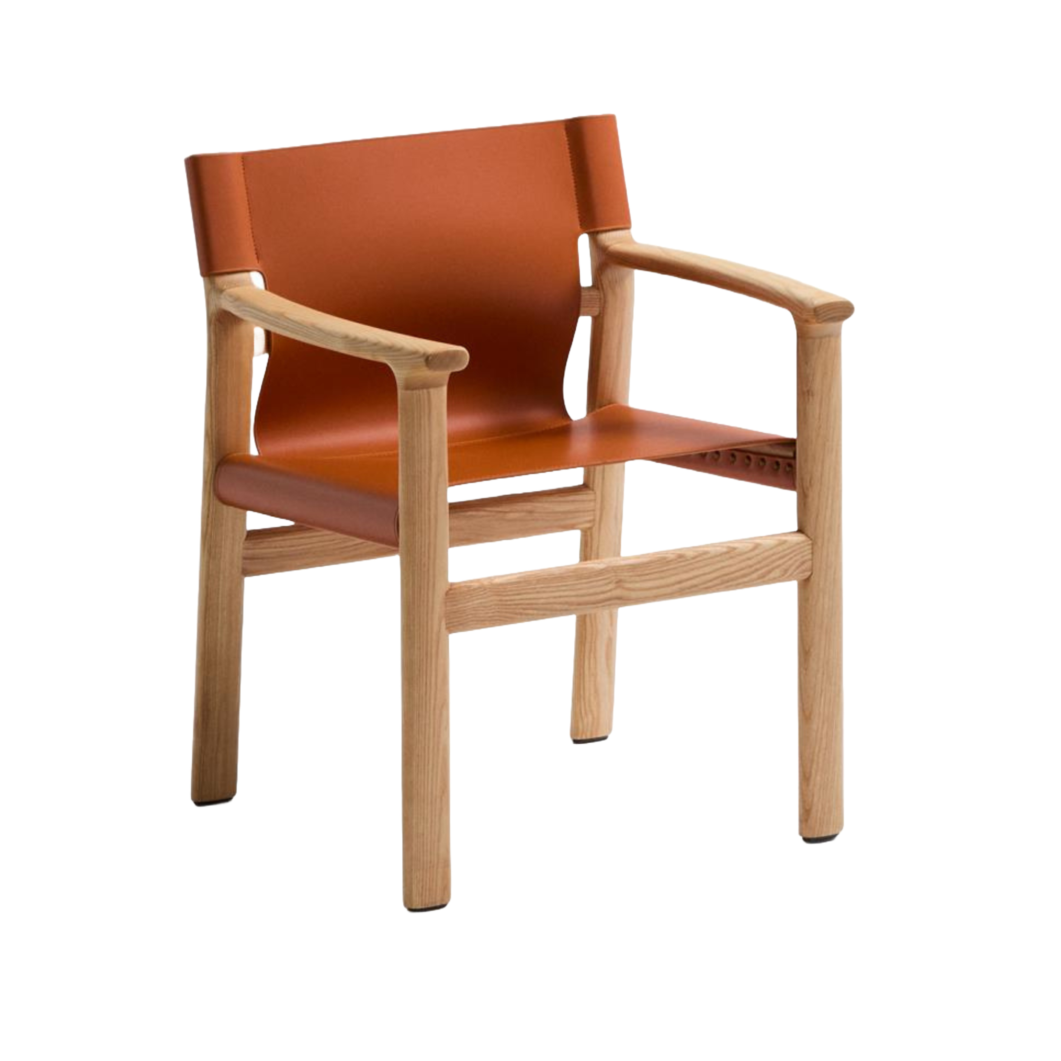 Stolička JAN svetlohnedá koža z recyklovaných materiálov s jaseňovým drevom