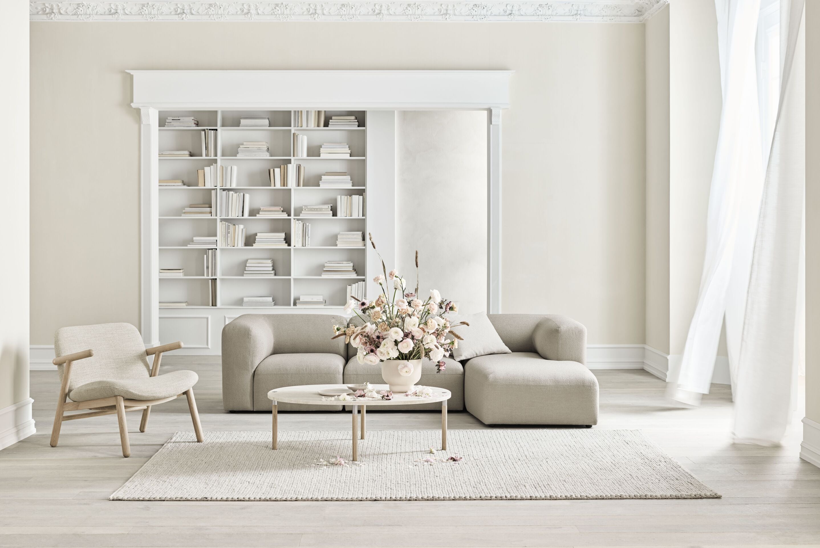 Kávový stolík TUK mramor s dubovým drevom