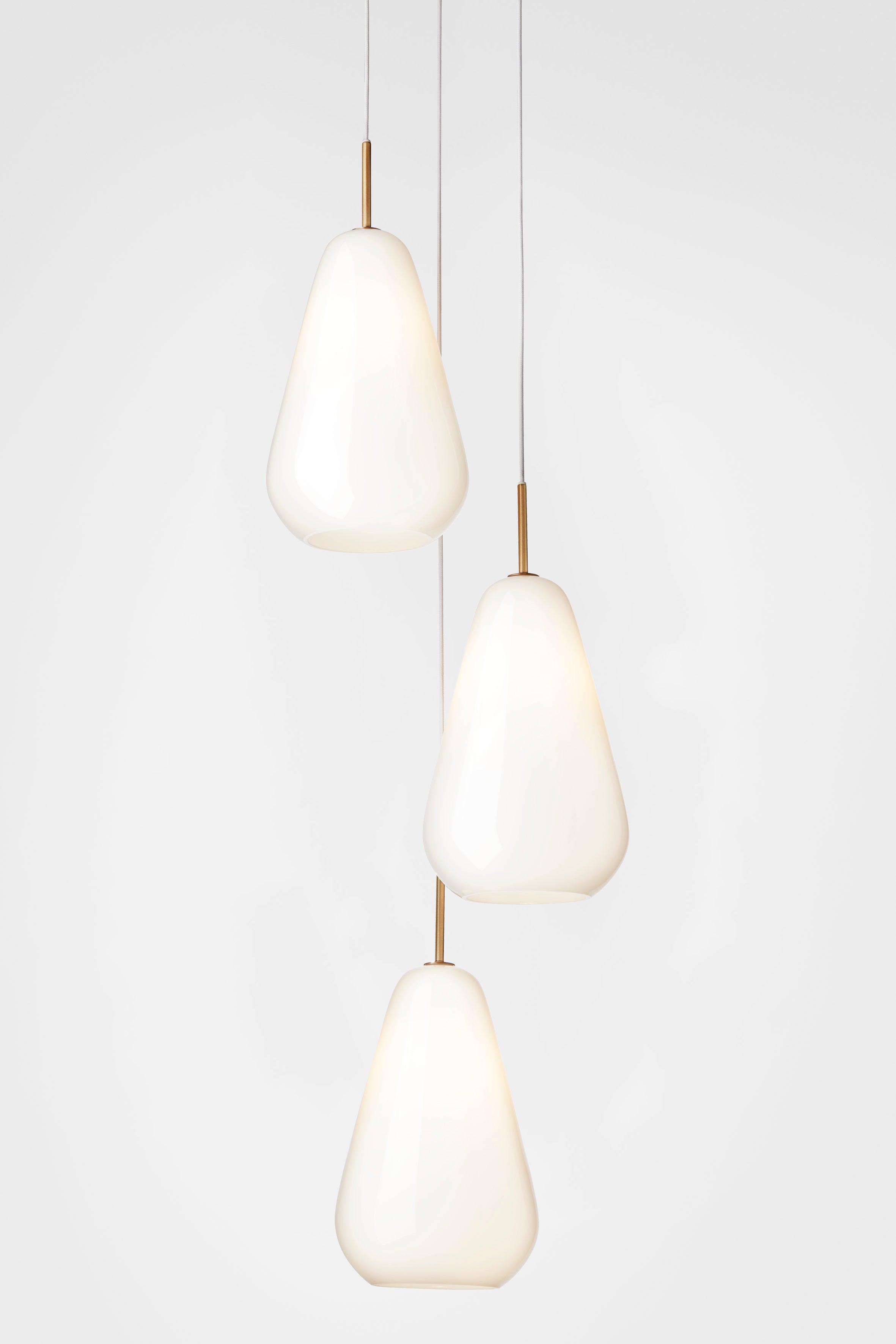 ANOLI 3 Pendant Lamp in Gold with Opal Glass