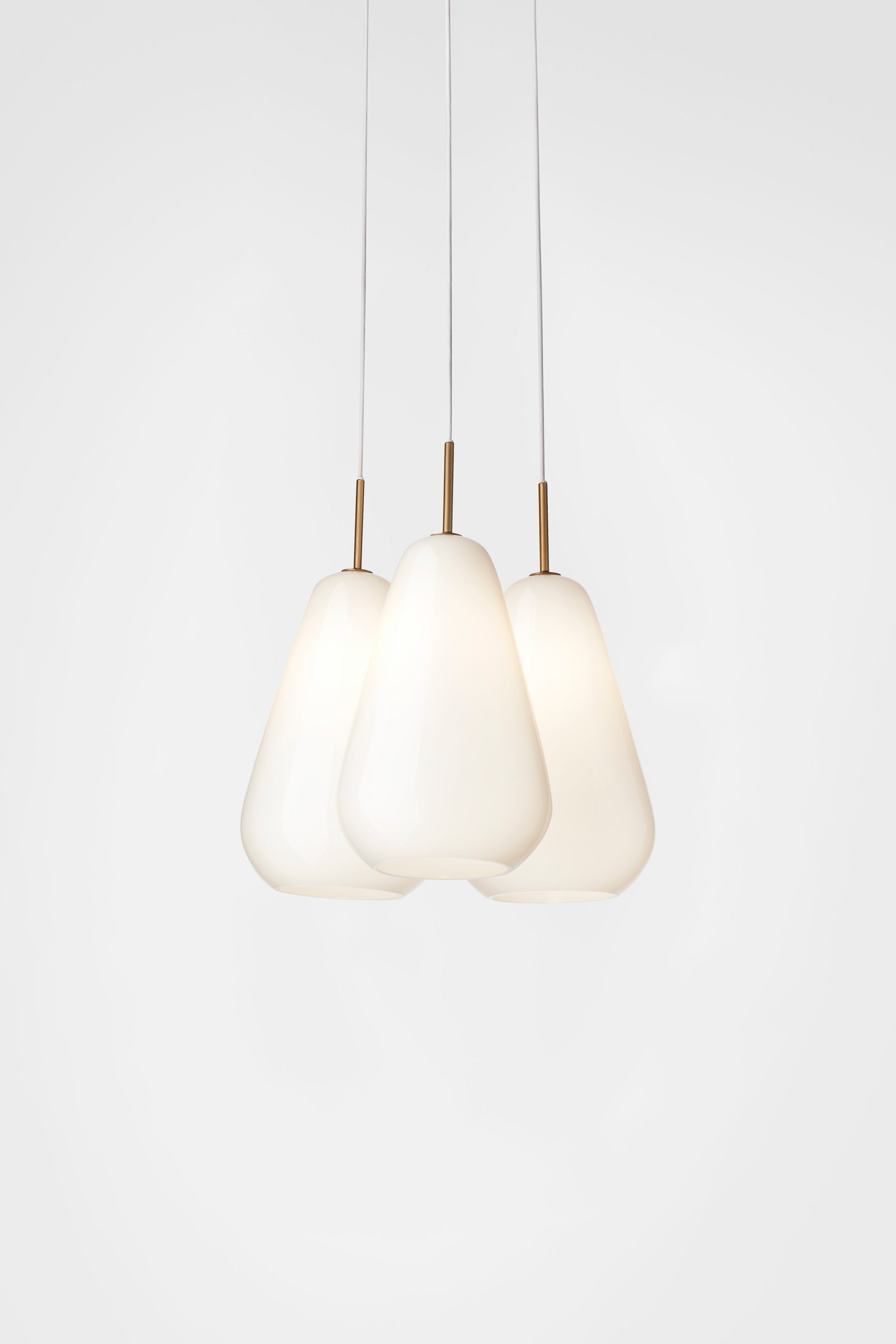 ANOLI 3 Pendant Lamp in Gold with Opal Glass