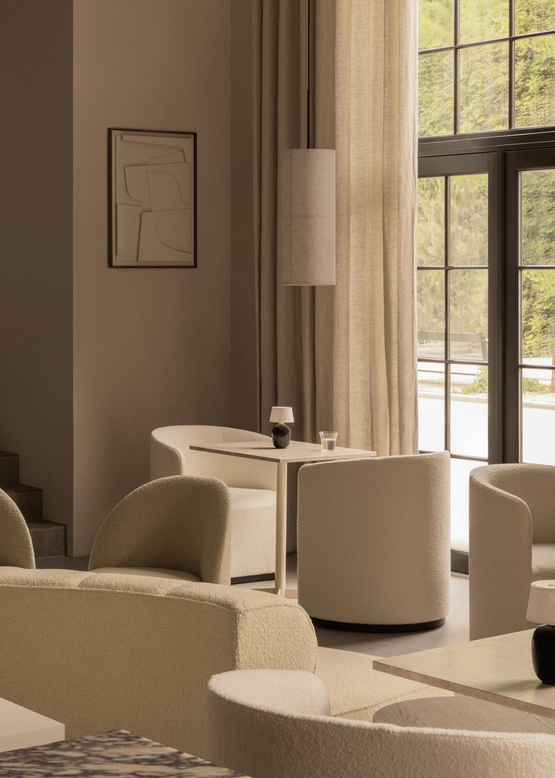 Portable lamp TORSO black ceramic with white shade