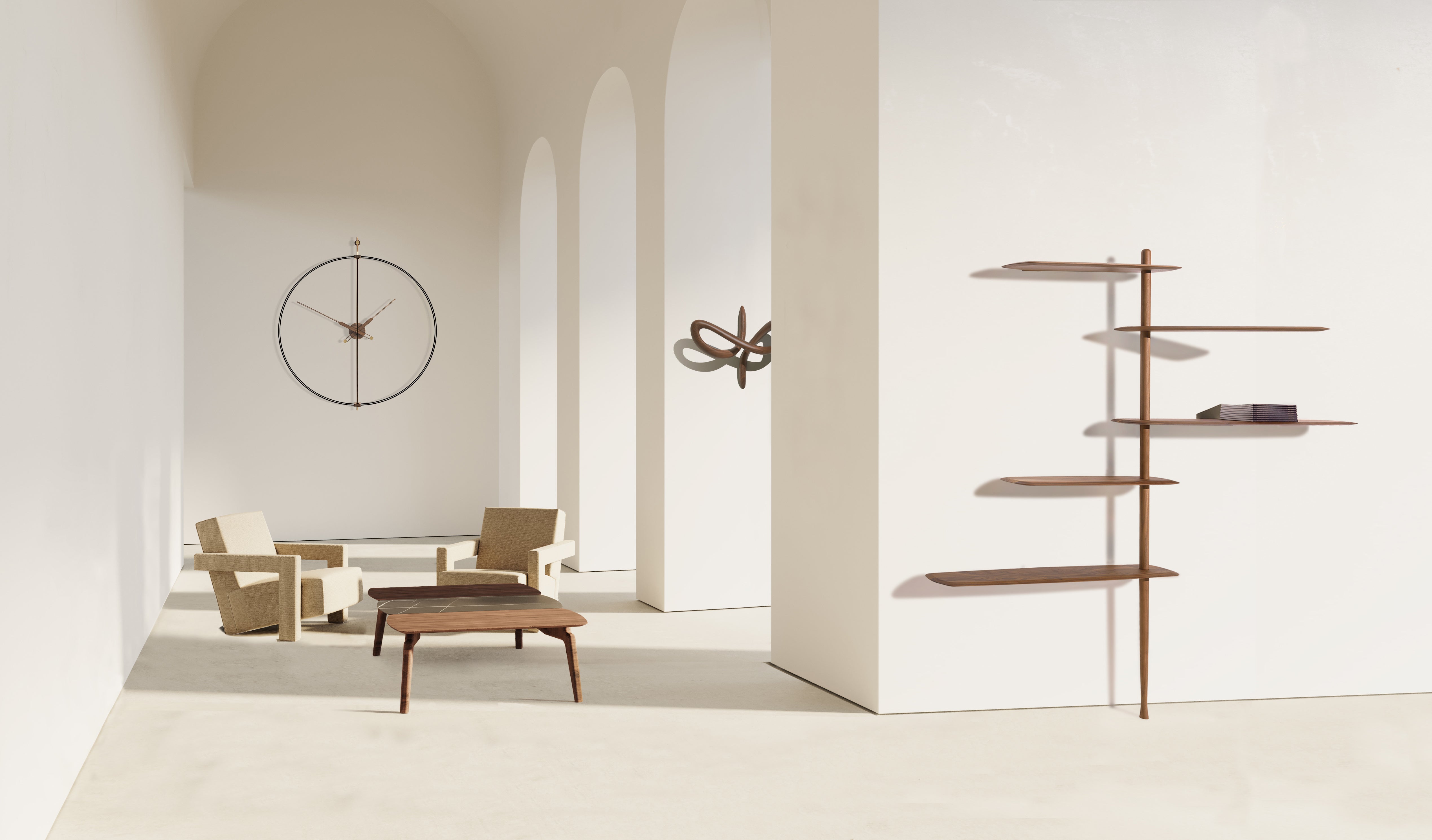 BARCELONA PREMIUM wall clock walnut wood with black