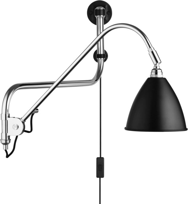 BESTLITE BL10 wall lamp in chrome with a black shade