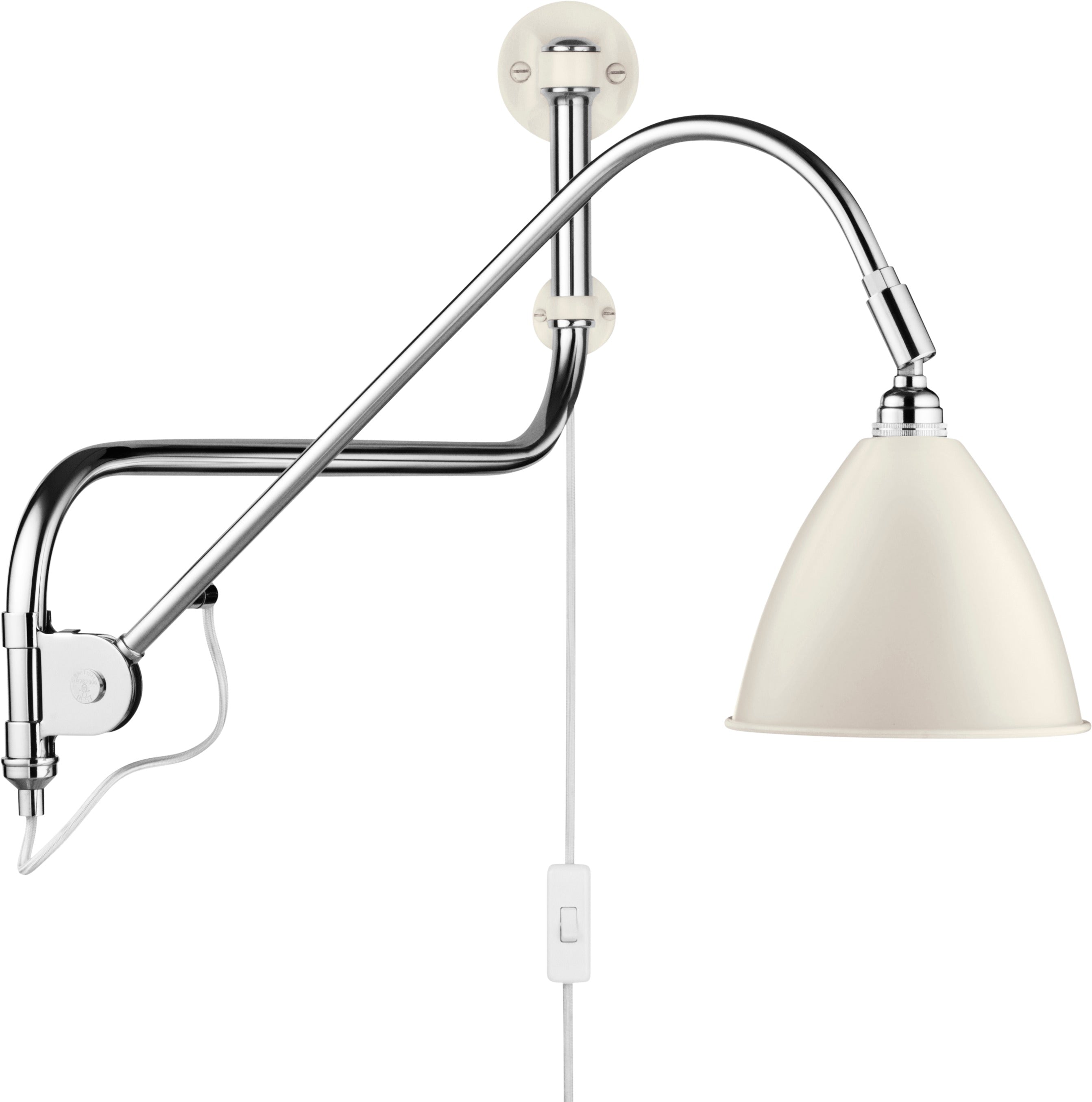 Adjustable wall lamp with arm BESTLITE BL10 chrome with porcelain shade