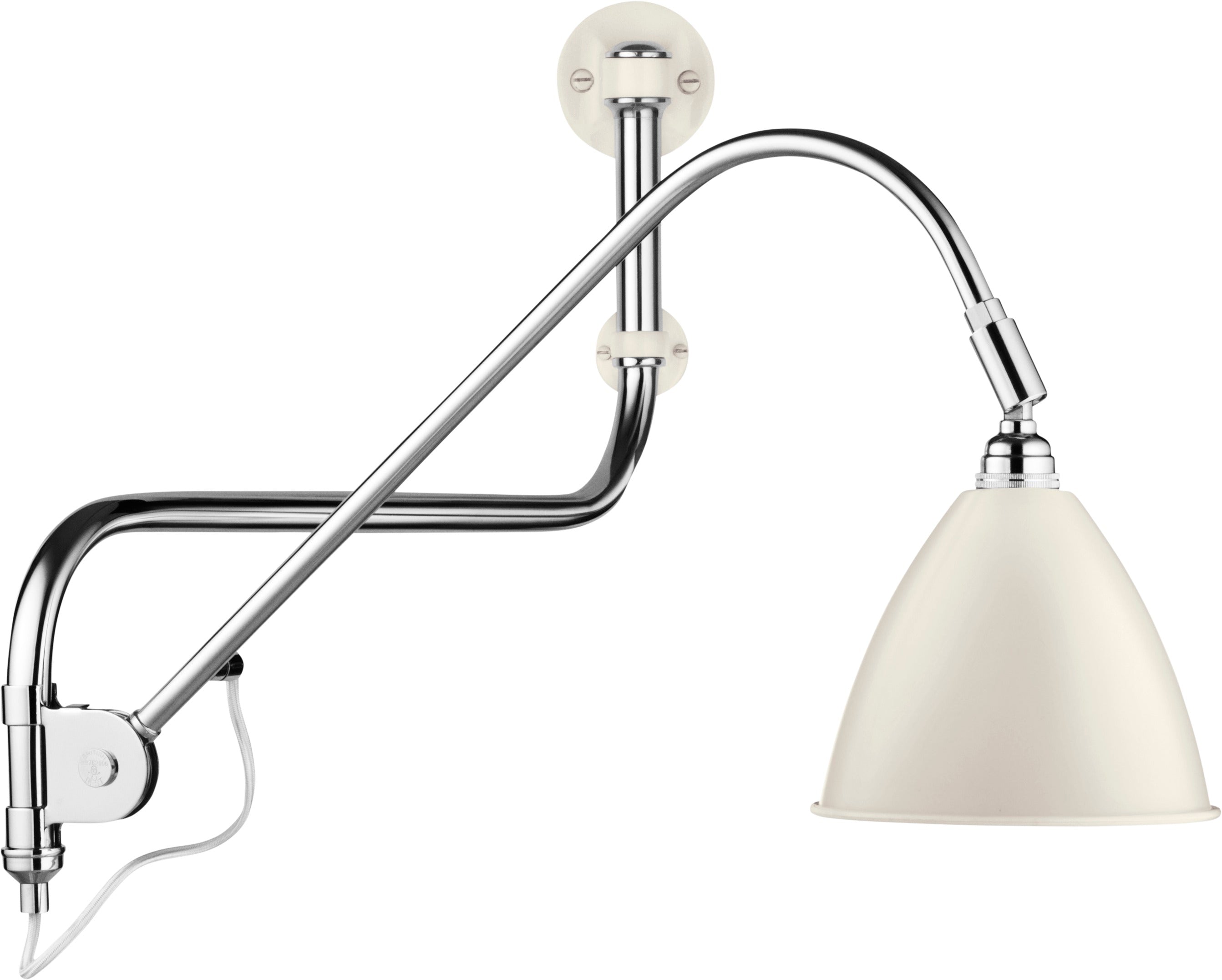 Adjustable wall lamp with arm BESTLITE BL10 chrome with porcelain shade
