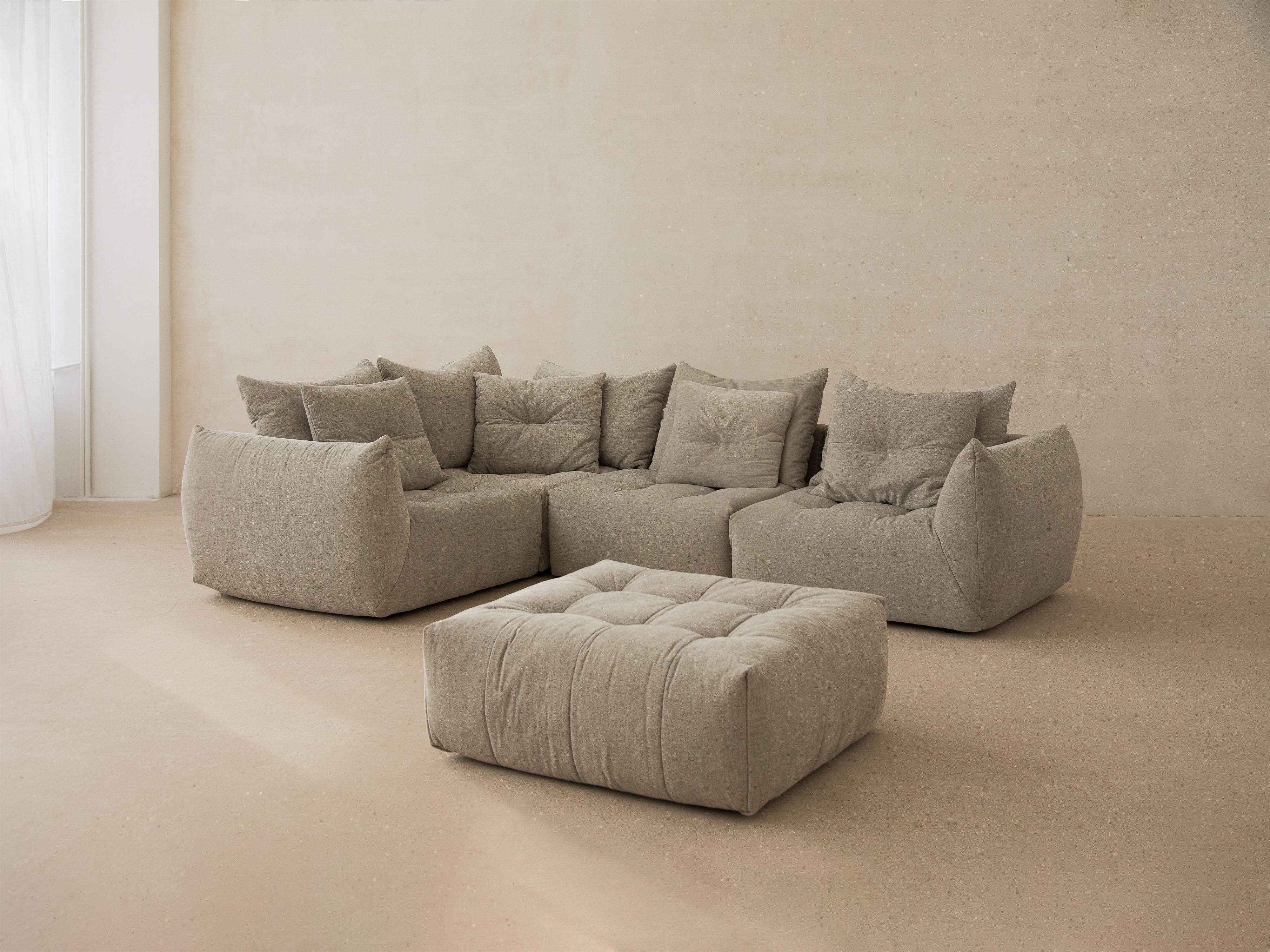 Sofa modułowa BLOOM - element lewostronny ciemnobeżowy szenil