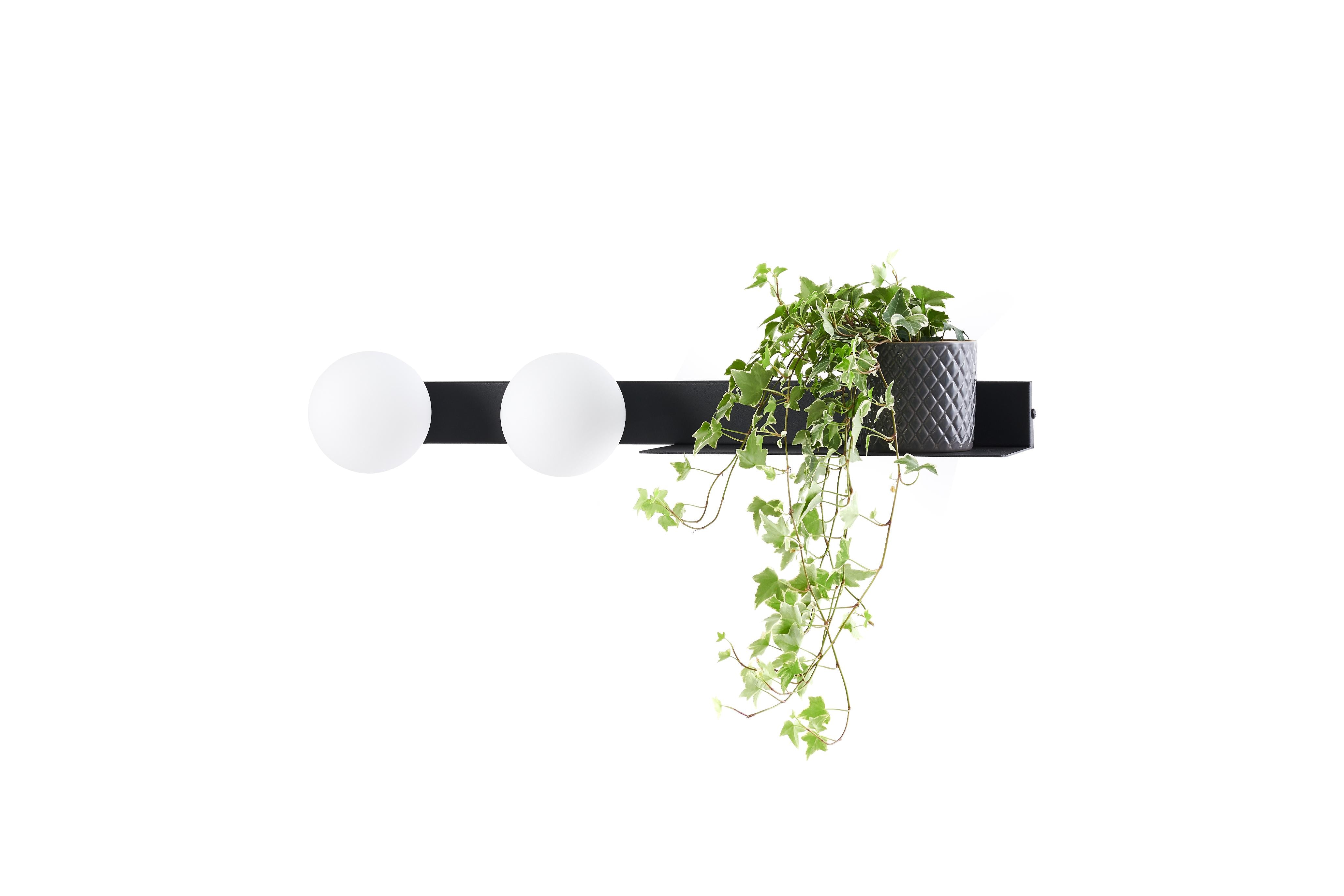 Nástenná lampa s poličkou dvojbodová BOTANICA DECO čierna
