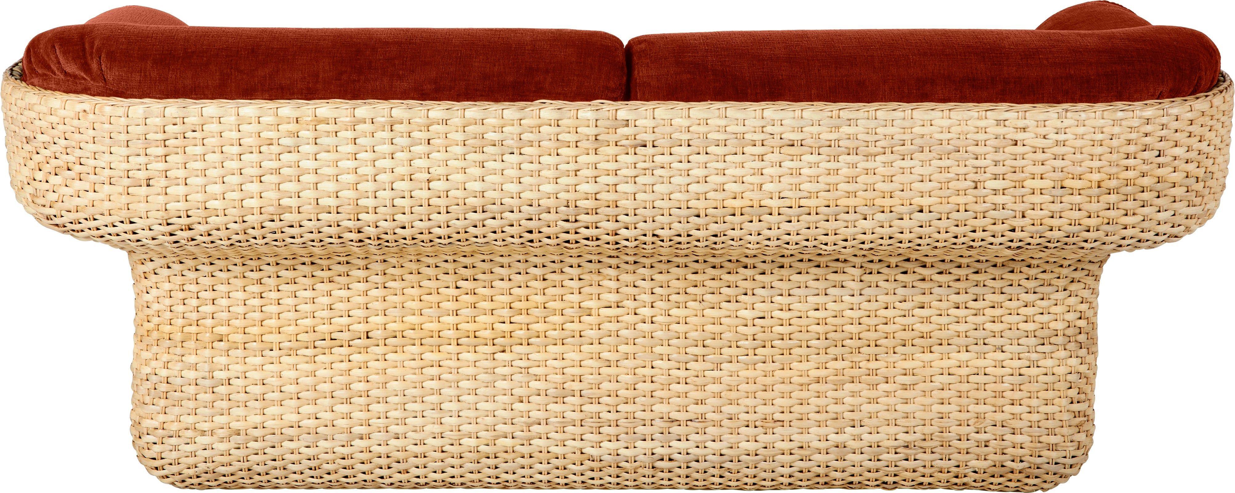 Sofa pre 2 osoby BASKET bordová s ratanom
