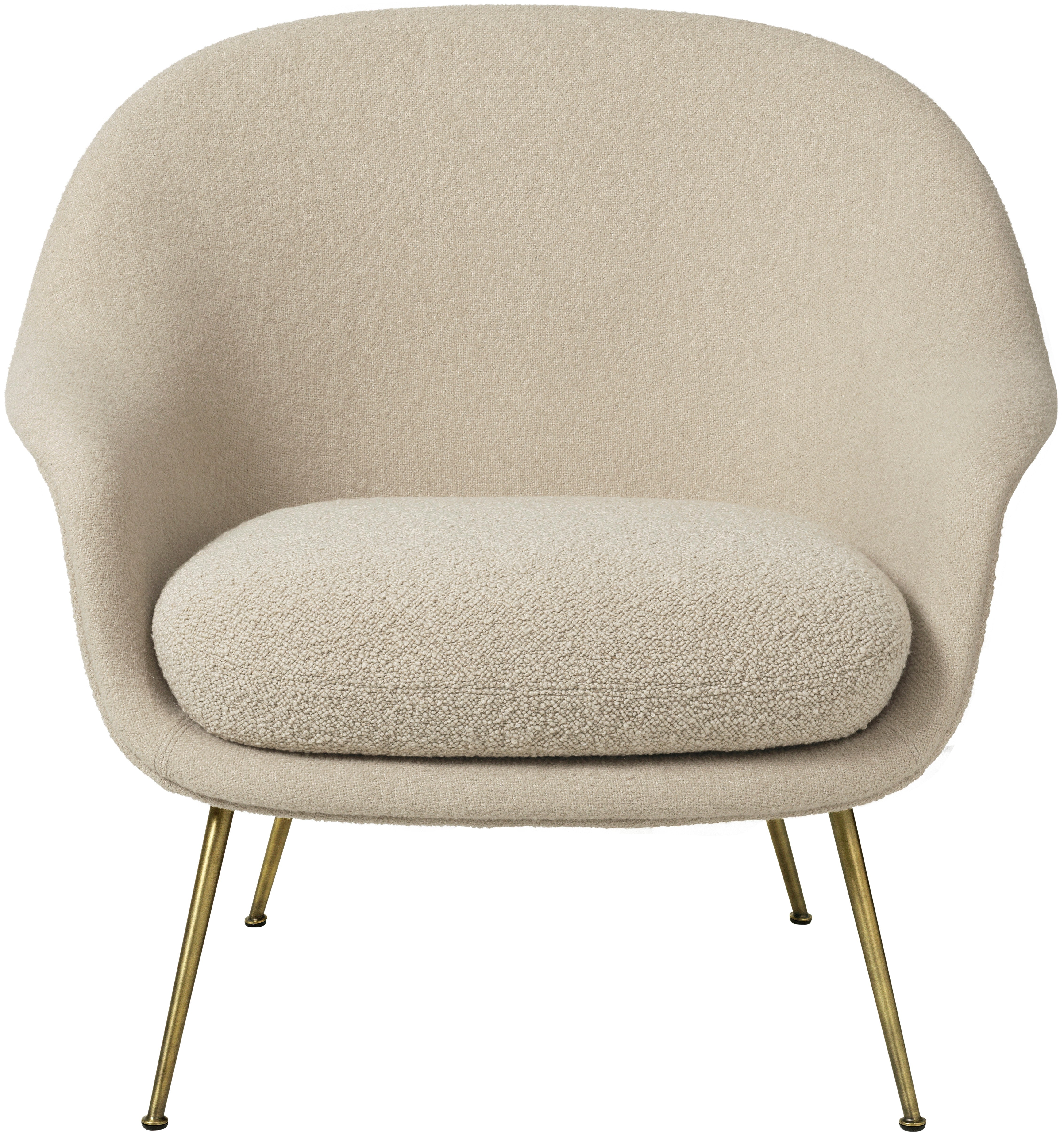 Upholstered BAT armchair with brass base