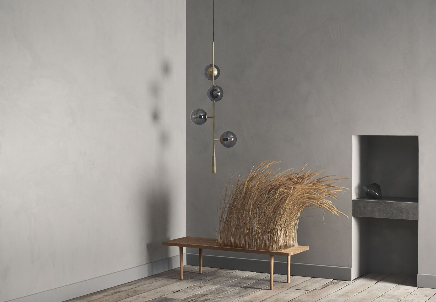 Závesná lampa ORB LOUNGE antická mosadz