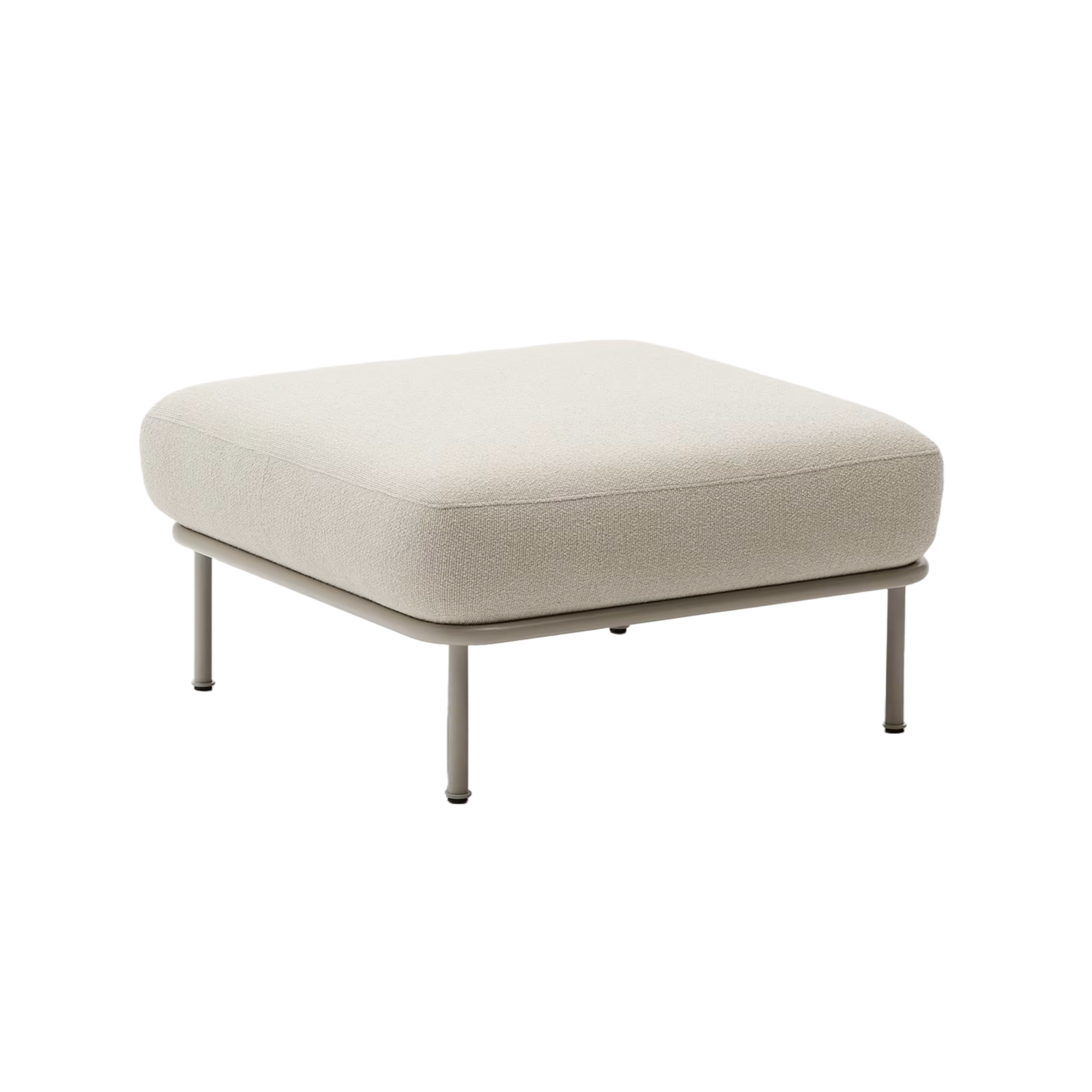 AURUM ecru chenille footstool with beige base