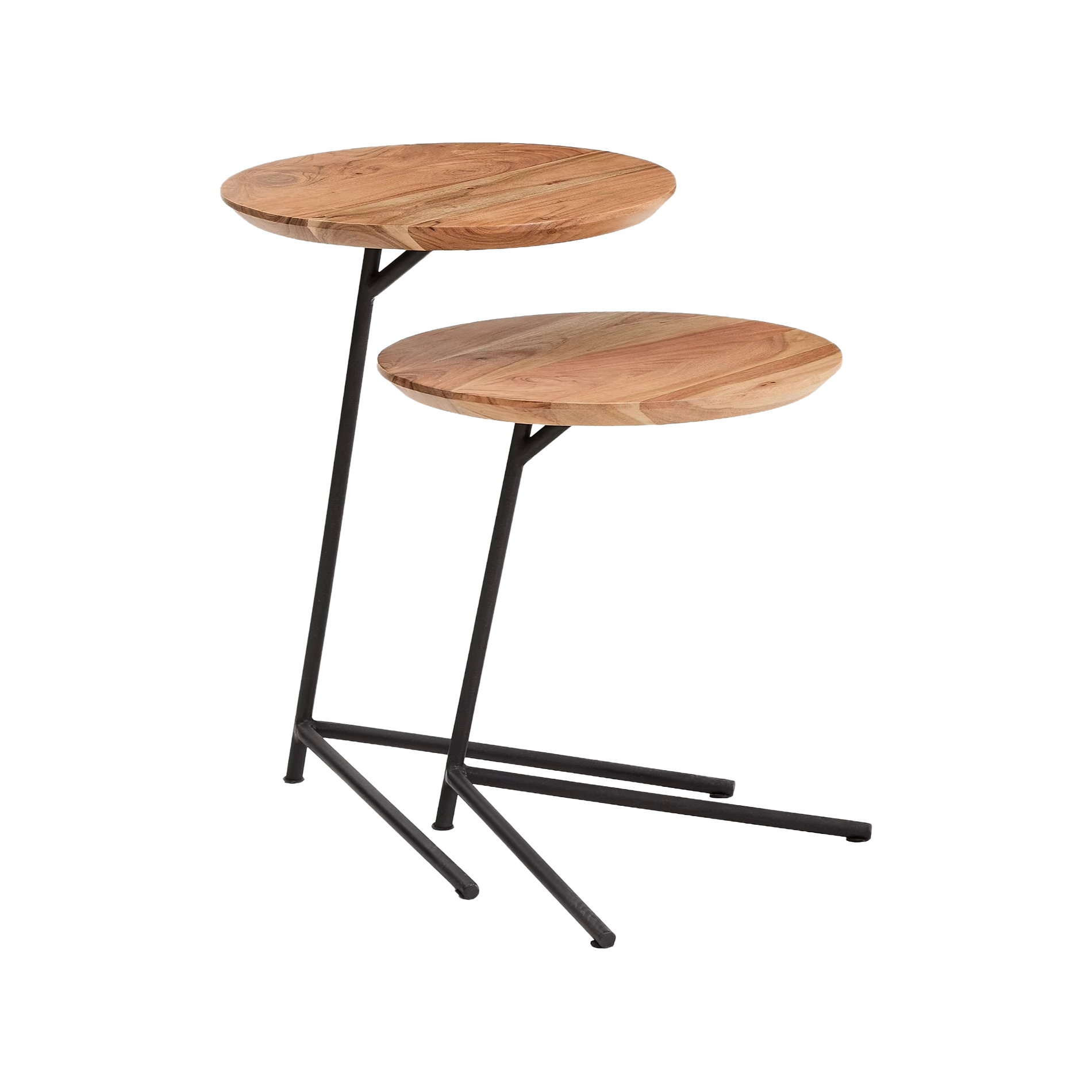 Zestaw stolików VINTARA lite drewno akacjowe z czarną podstawą