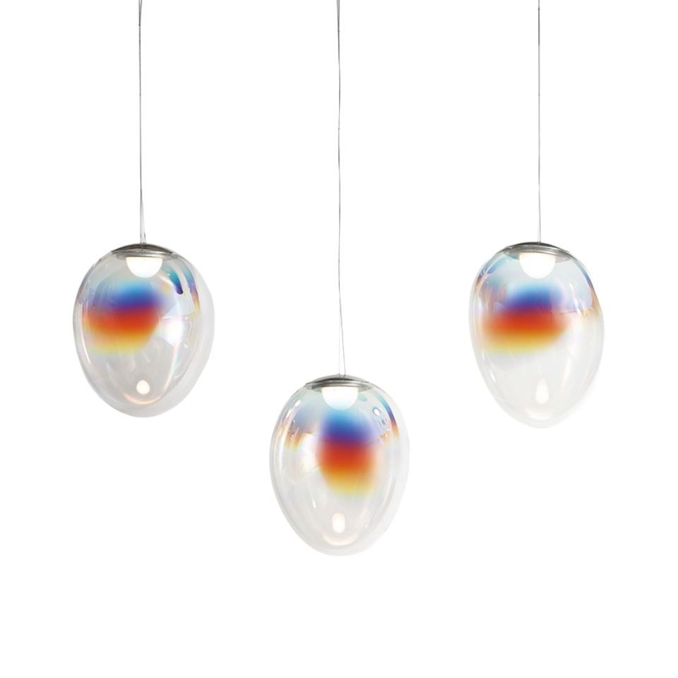 STELLAR NEBULA CLUSTER LINEAR pendant lamp with iridescent blown glass