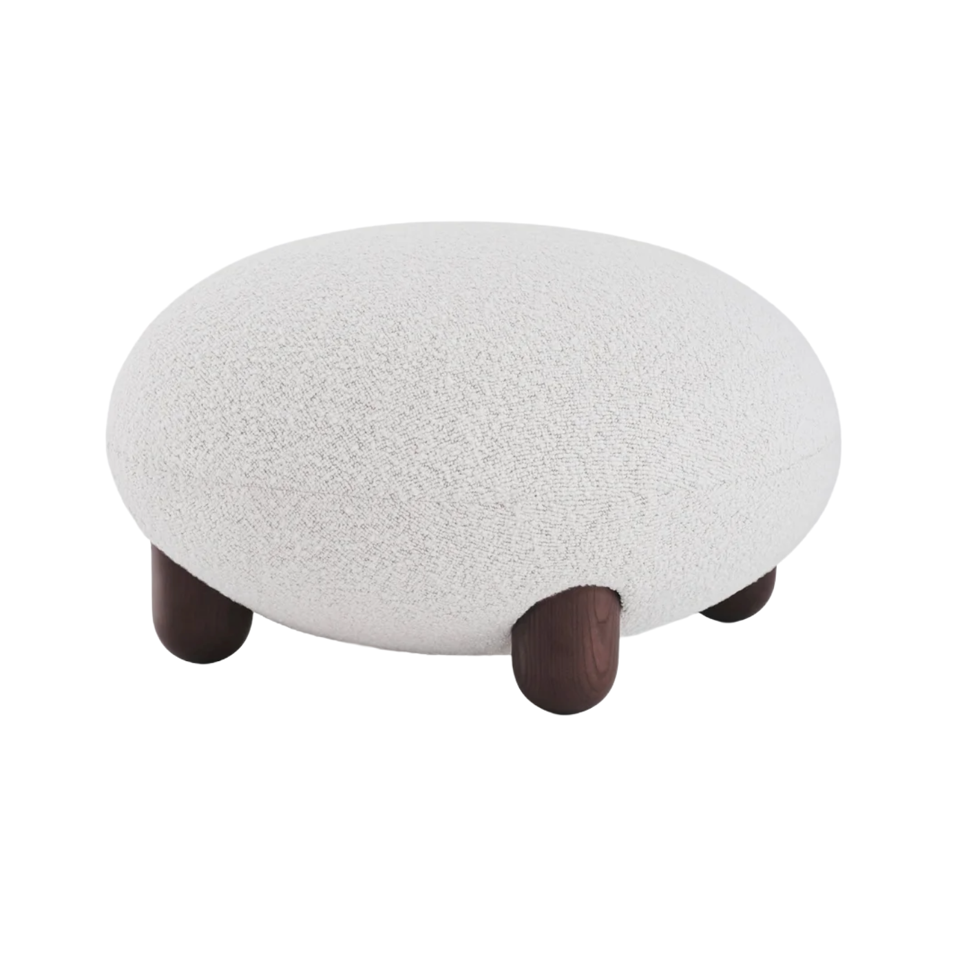 Upholstered pouf with wooden base
