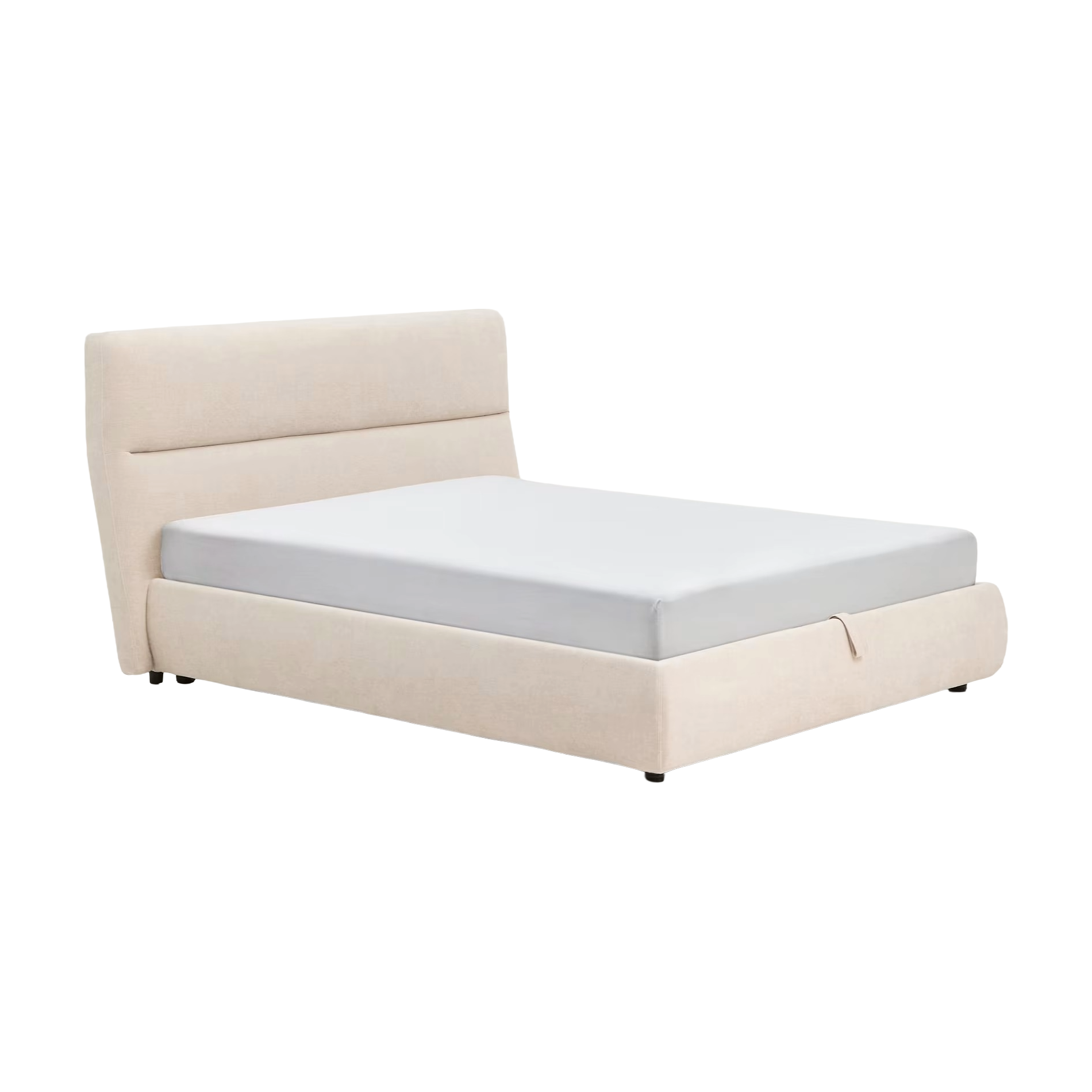 Bed with bedding storage DAFRA beige chenille