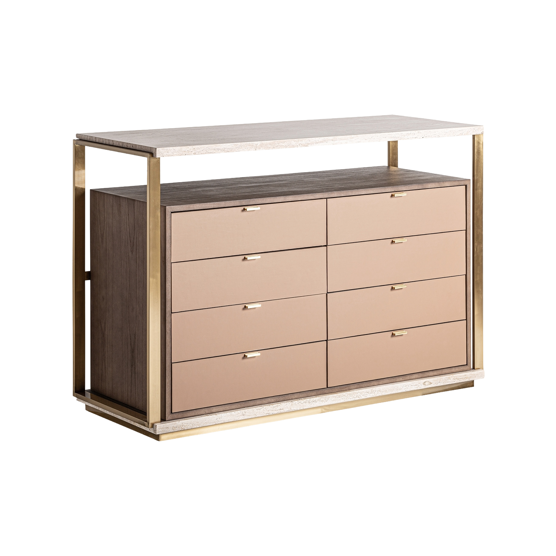 Monza Chest of Drawers Beige with Travertine Top