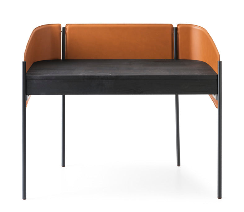 Písací stôl BIBLIO čierny s koňakovou farbou