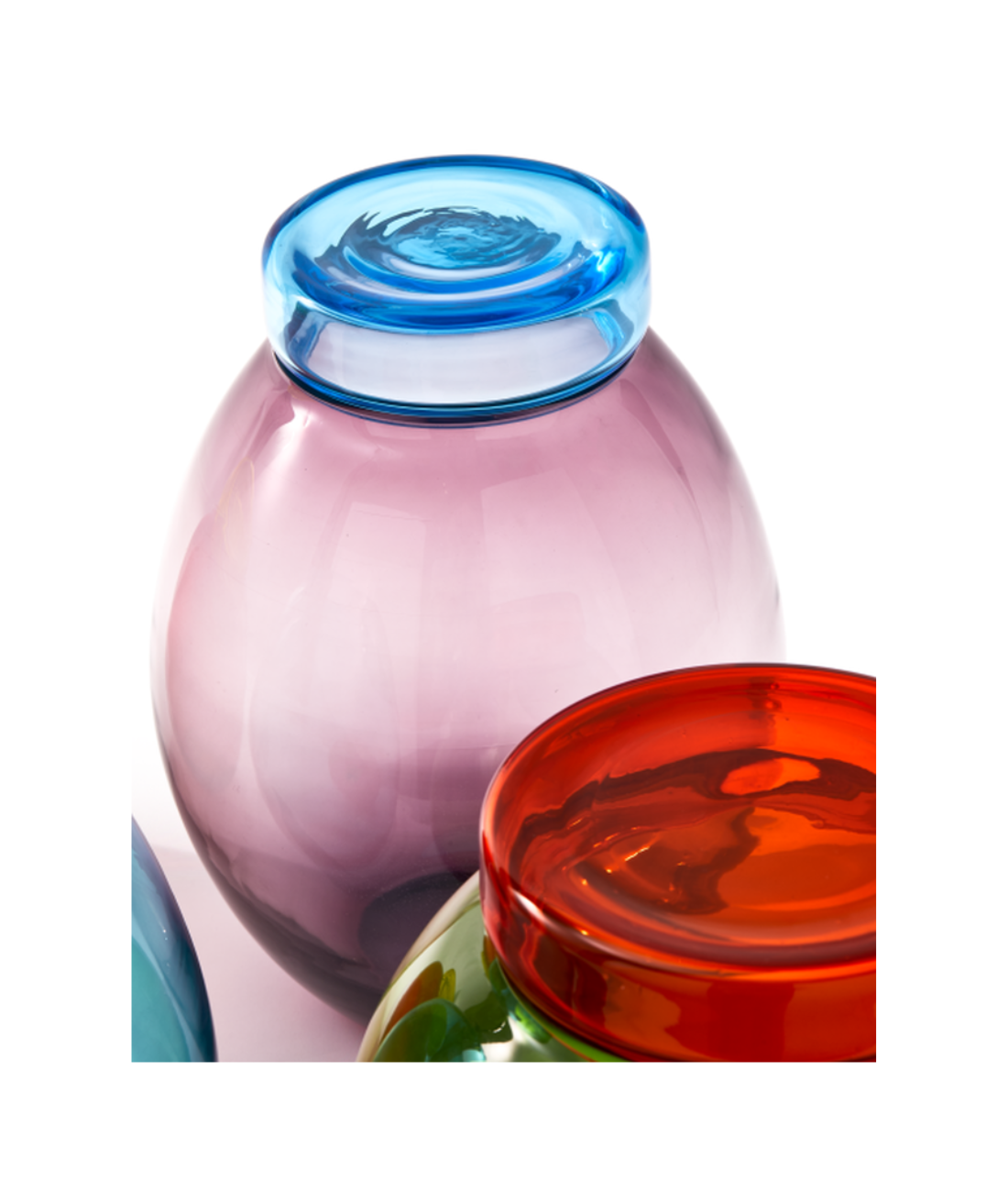 Set of jars BLOATED CAPS AND JARS colorful glass